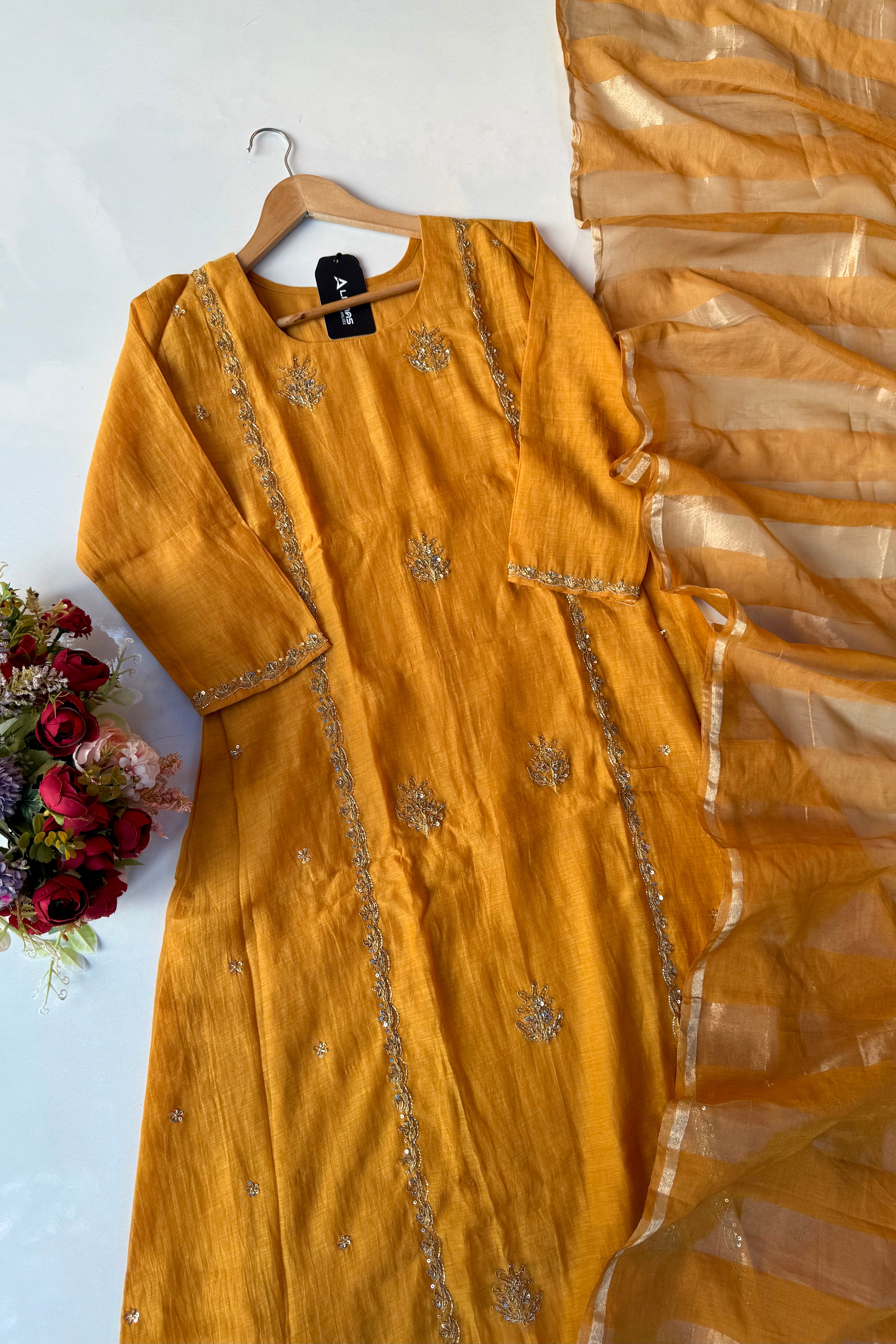“Ujjwal” Trending Mul Chanderi A Line Suit set 🛍️