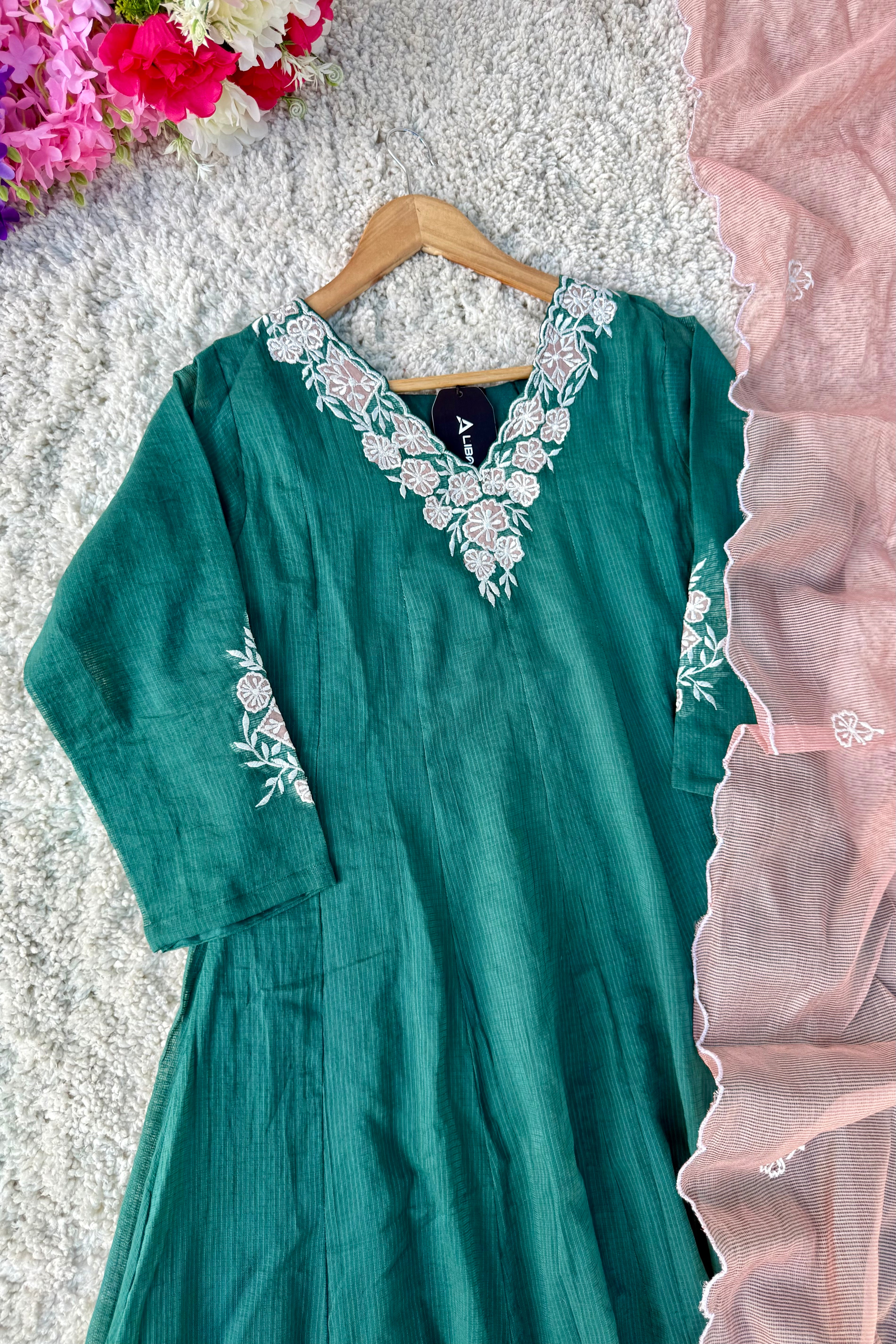 ✨AZ02- Beautiful Kota Embroidered A Line Kurta set