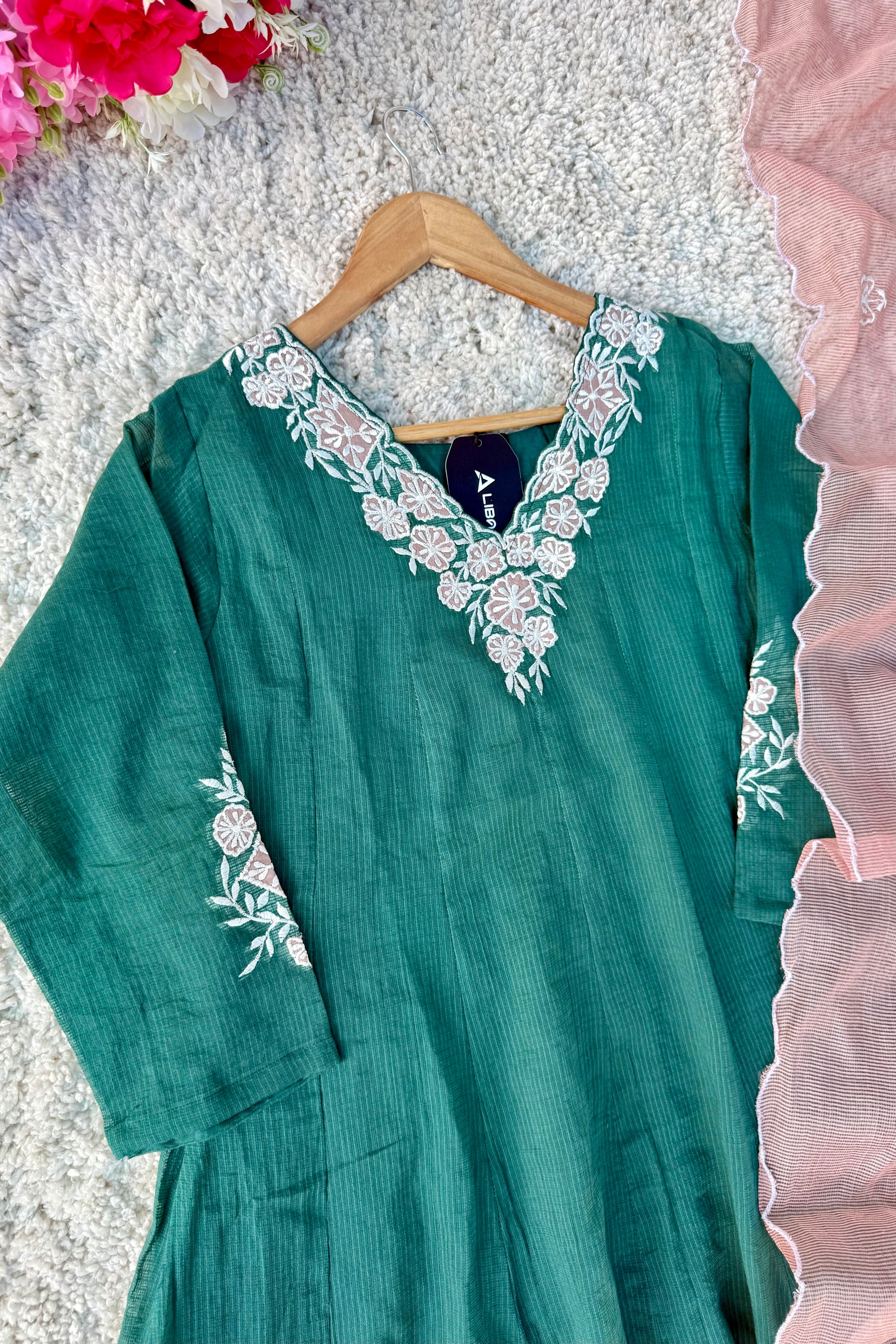 ✨AZ02- Beautiful Kota Embroidered A Line Kurta set