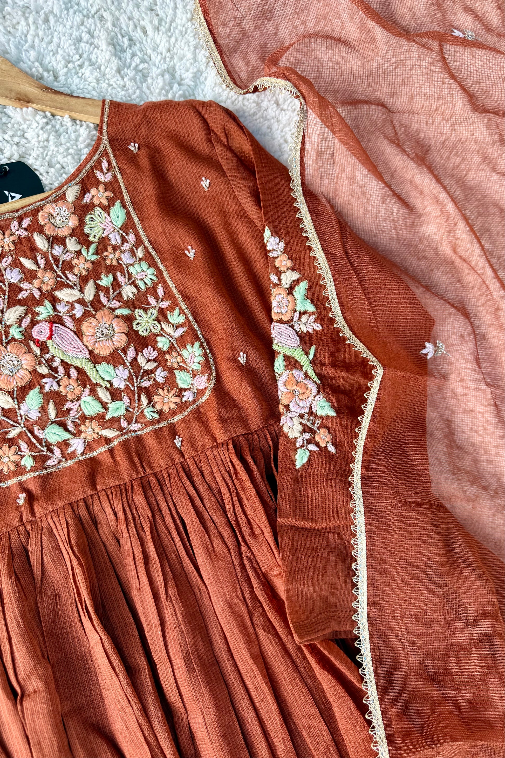 ✨AZ04 - Premium Cocoa Brown Kota Anarkali Kurta set