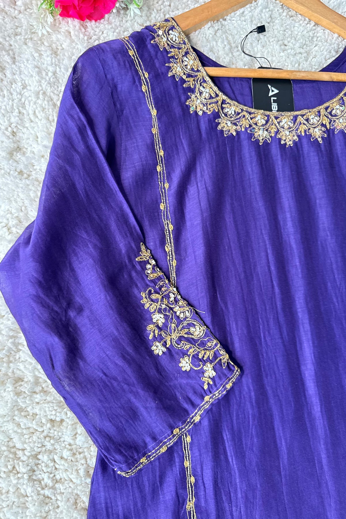 💕”Nayra – Premium Purpel Mul Chanderi A-Line Kurta Set