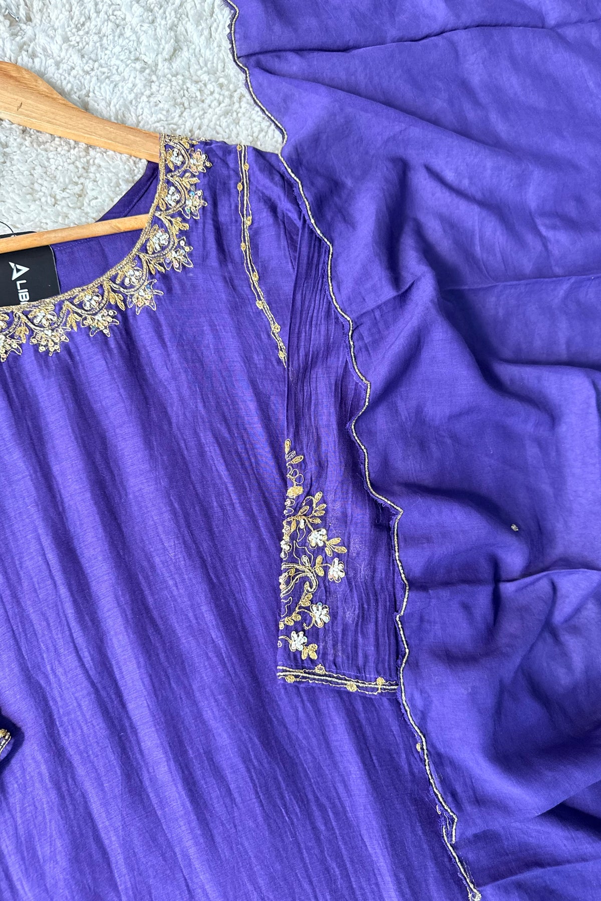 💕”Nayra – Premium Purpel Mul Chanderi A-Line Kurta Set