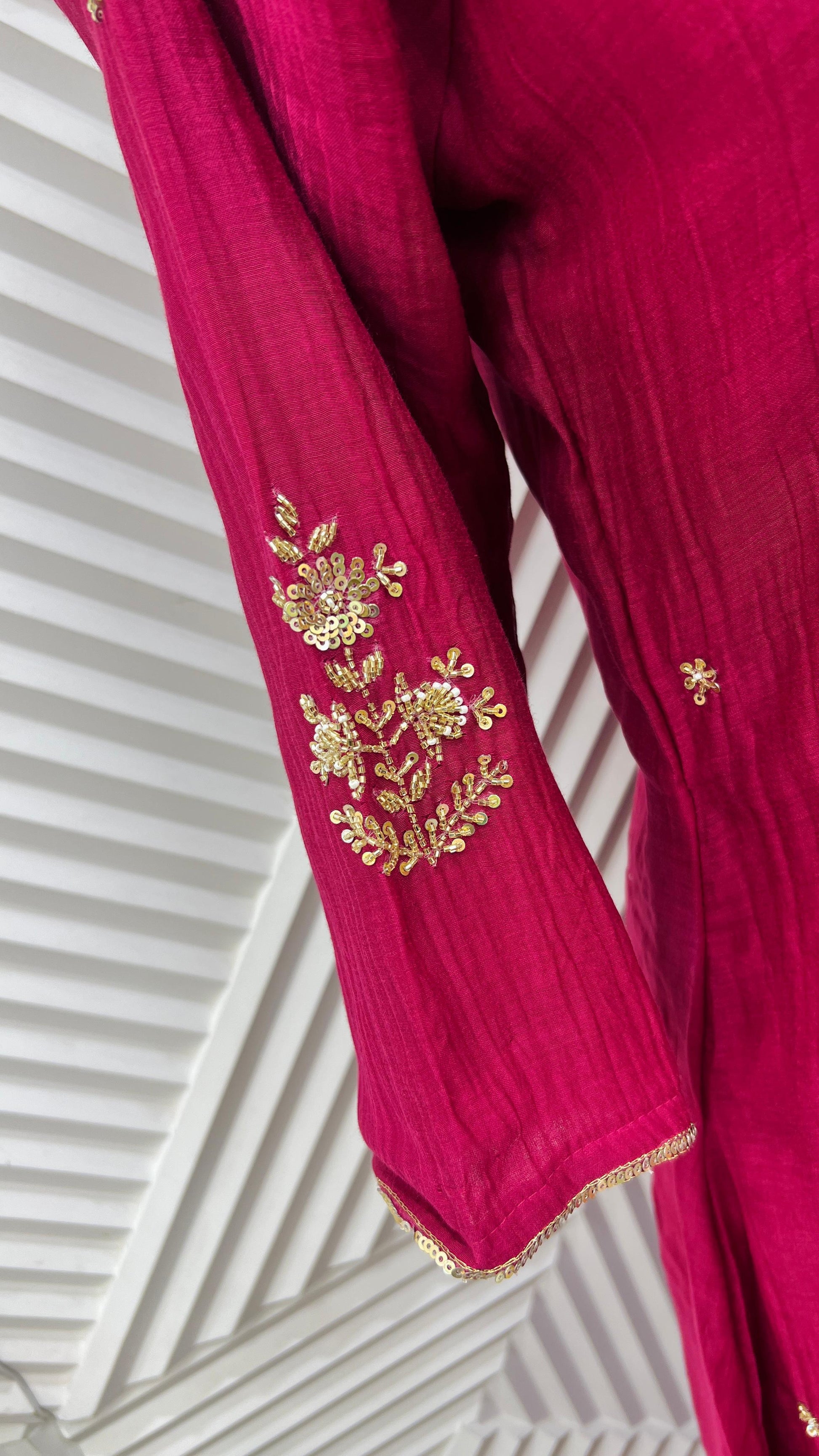 💙”Grace- Premium Rich Pink Mul Chanderi Kurta Set 🛍️