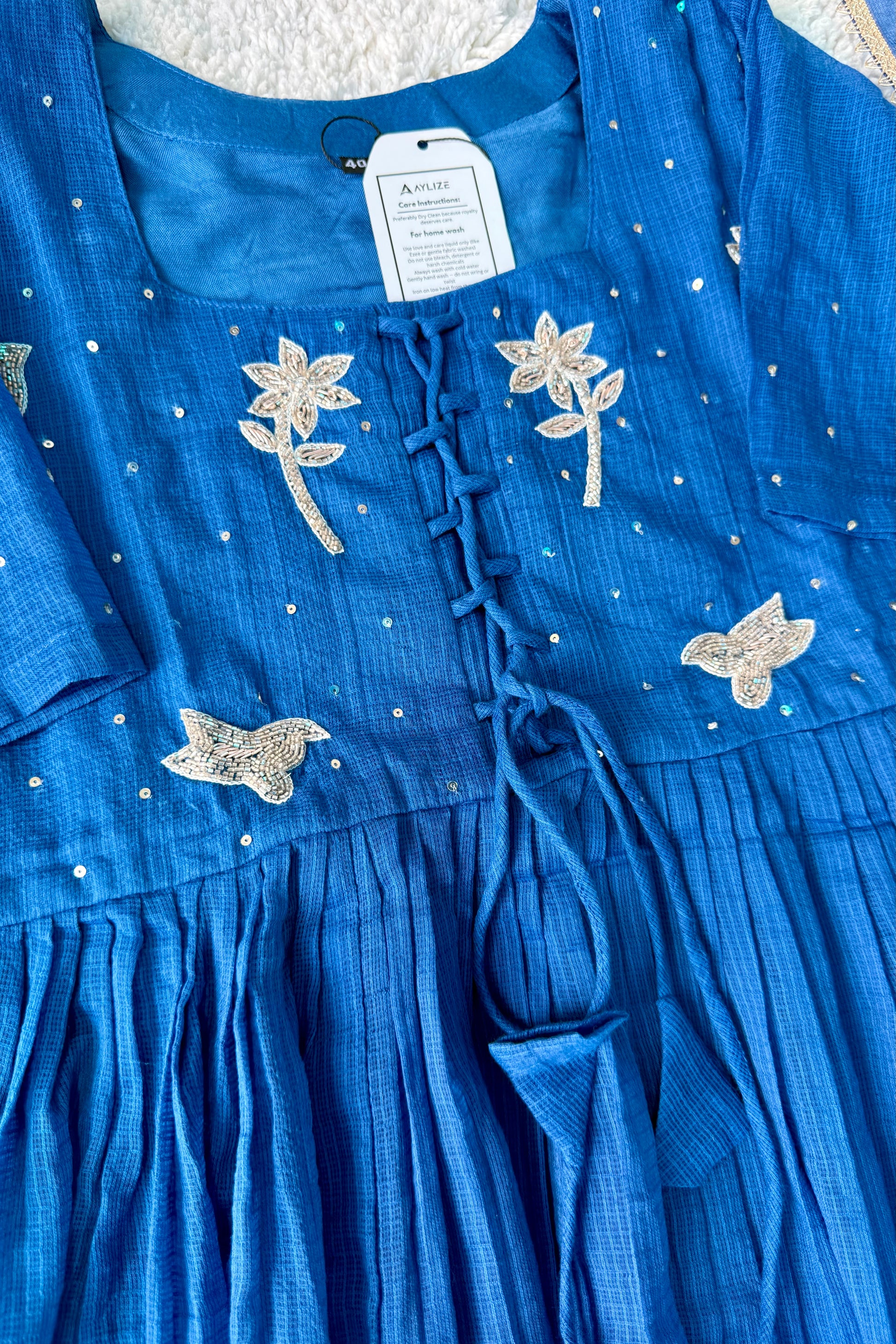 ✨AZ20 - Premium Blue Kota Anarkali Kurta set