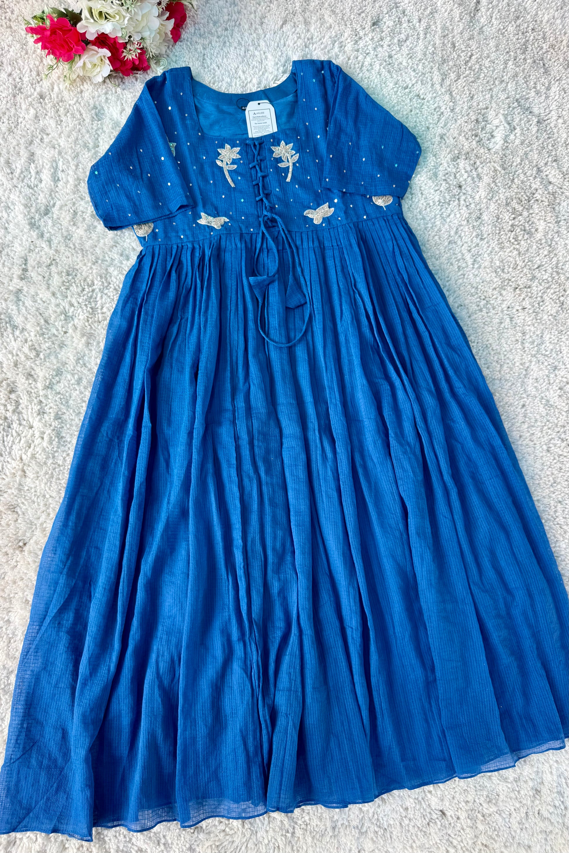 ✨AZ20 - Premium Blue Kota Anarkali Kurta set