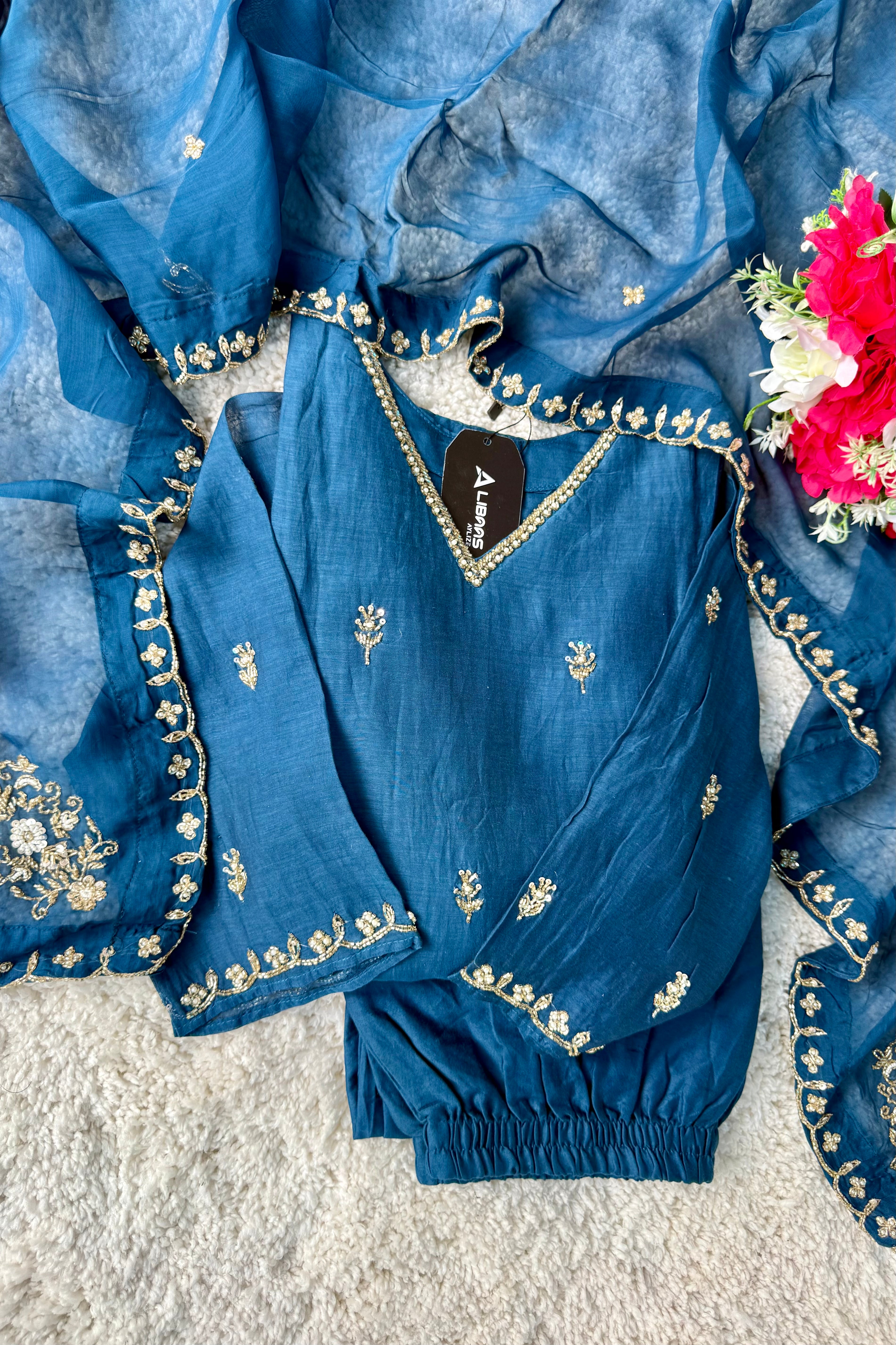 ✨”Mehar– Premium Party wear Mul Chanderi A-Line Kurta Set✨