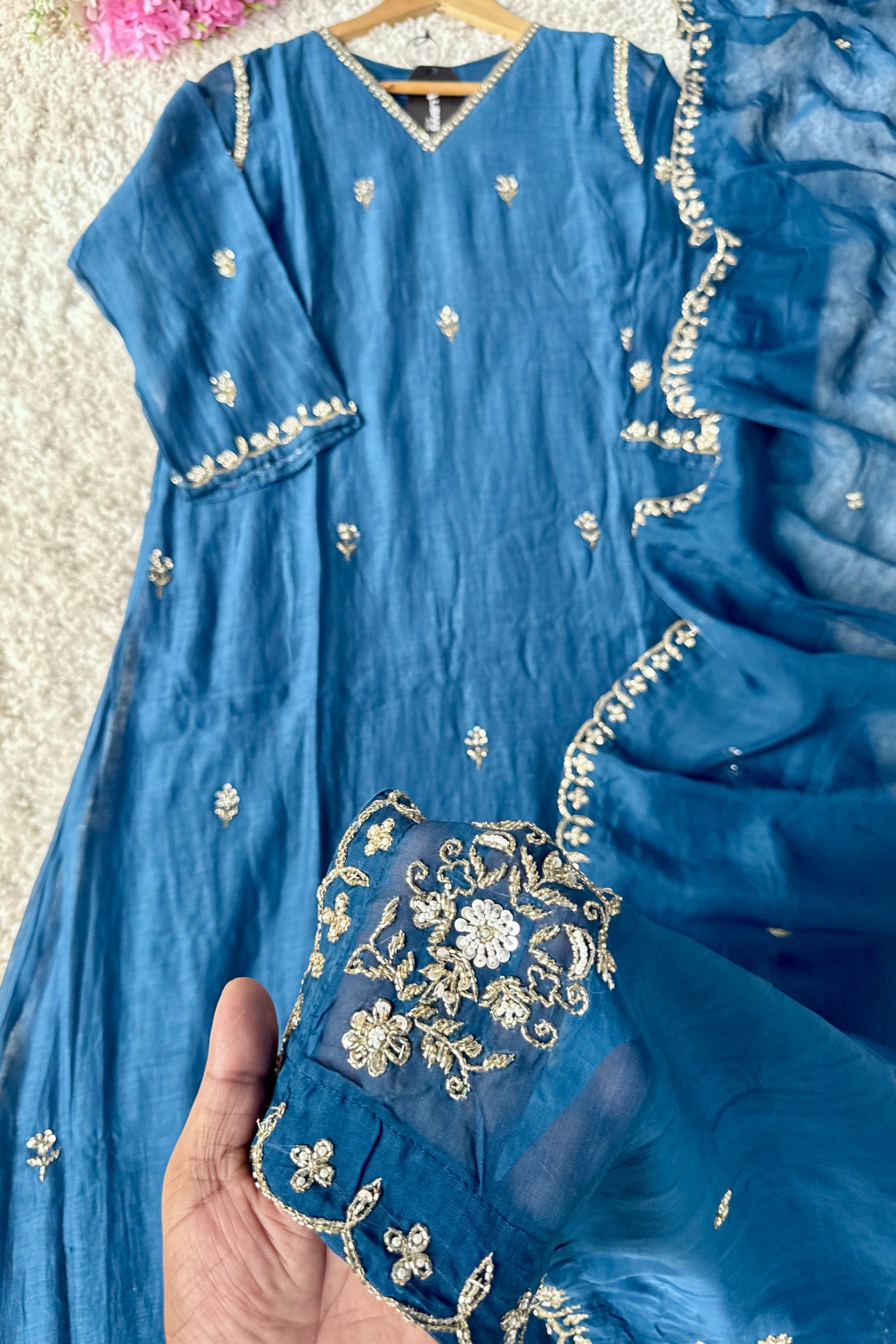 ✨”Mehar– Premium Party wear Mul Chanderi A-Line Kurta Set✨