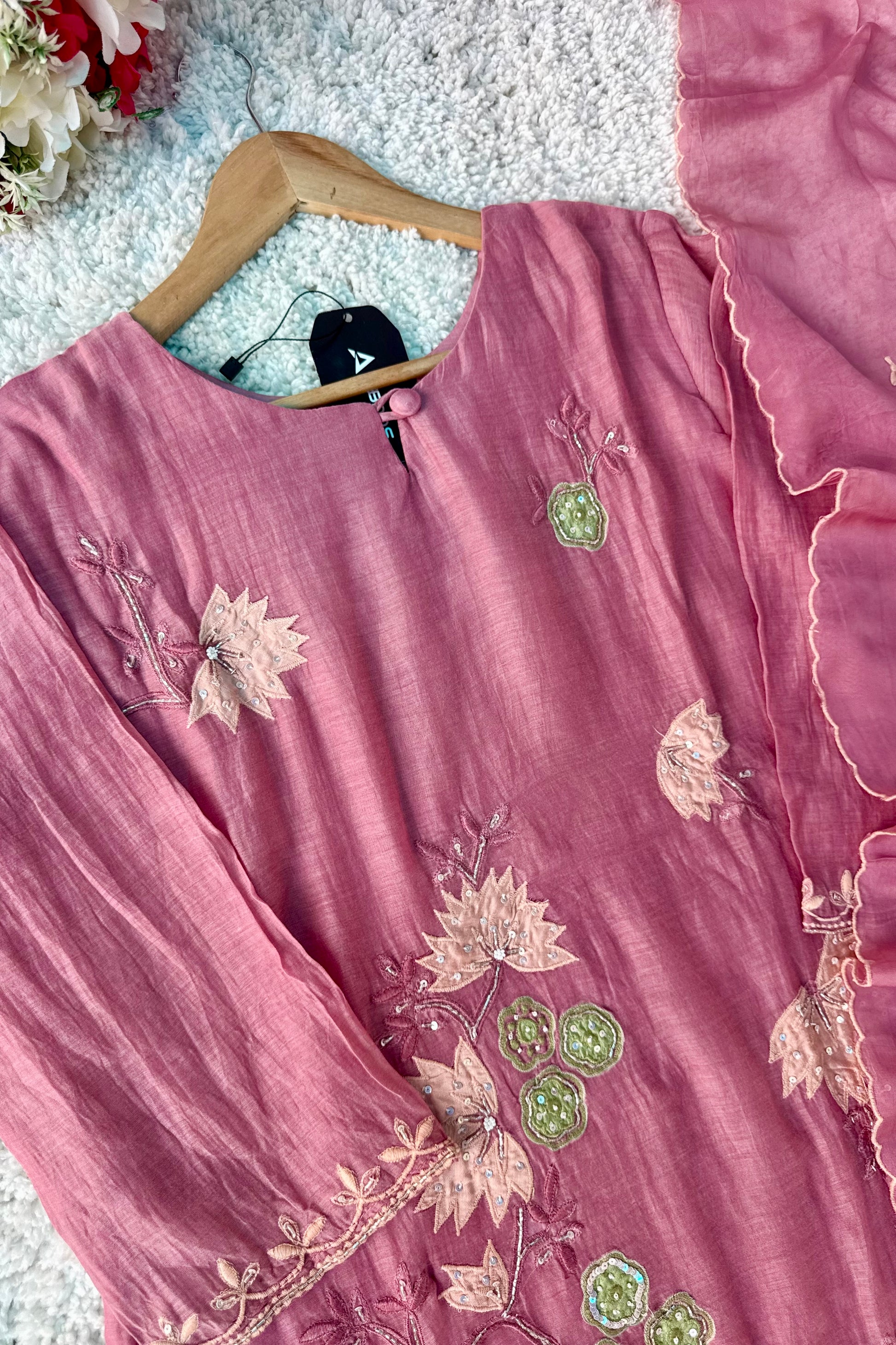🛍️”Quinn – Premium Mul Chanderi Embroidered A Line Kurta Set