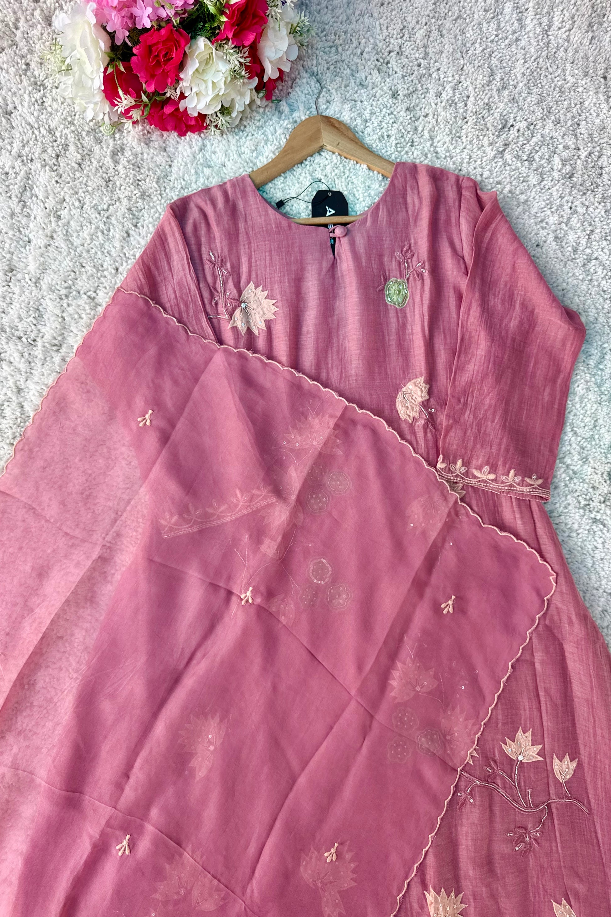 🛍️”Quinn – Premium Mul Chanderi Embroidered A Line Kurta Set
