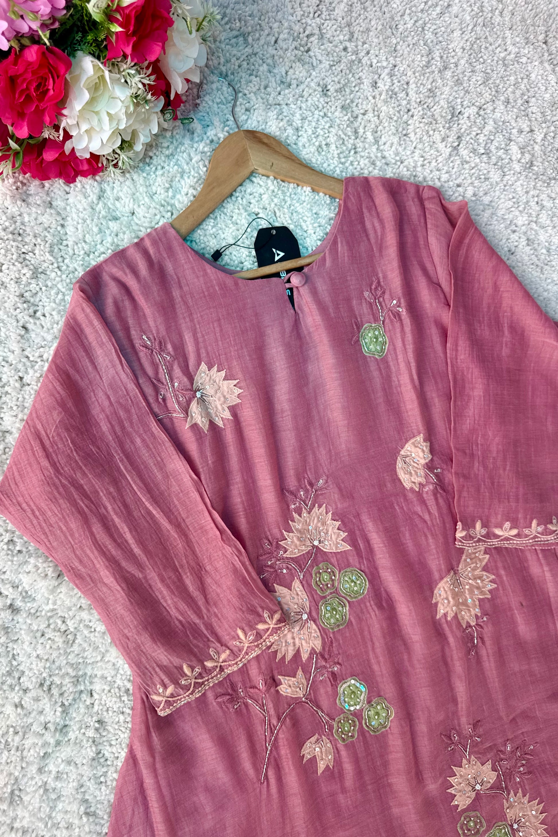 🛍️”Quinn – Premium Mul Chanderi Embroidered A Line Kurta Set