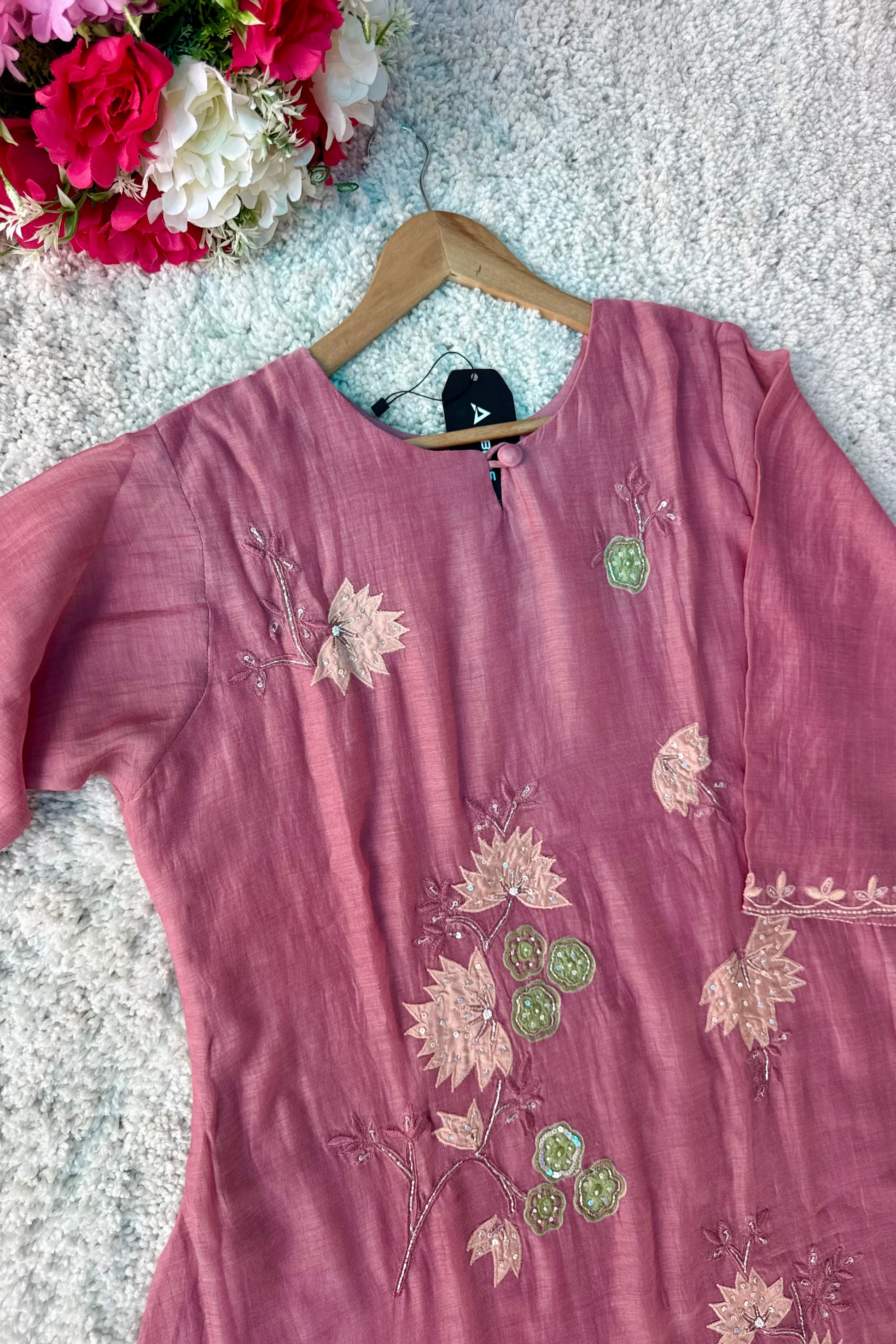 🛍️”Quinn – Premium Mul Chanderi Embroidered A Line Kurta Set