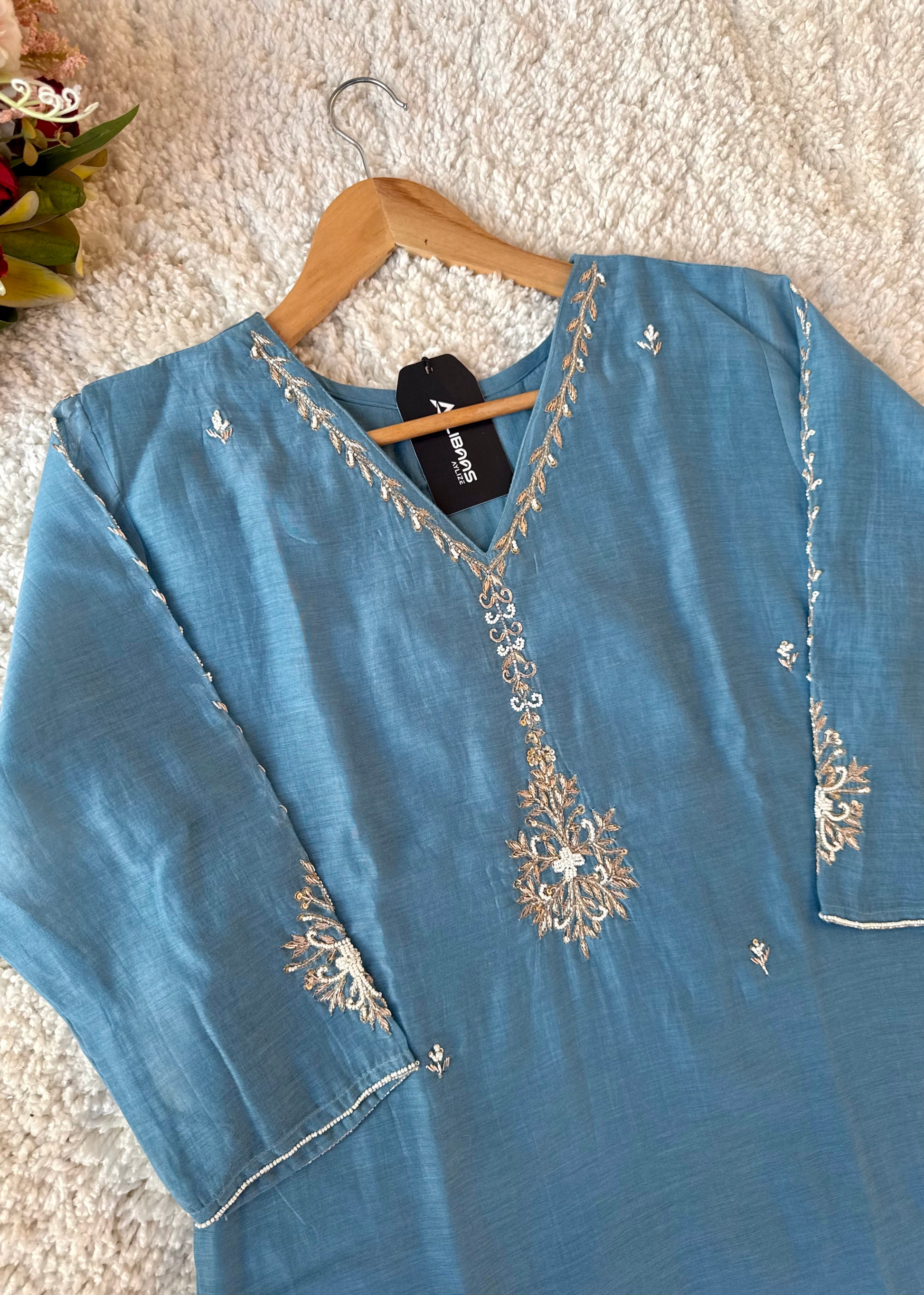 “HAYA” Premium Mul Chanderi A-Line Kurta with Bottom & Dupatta