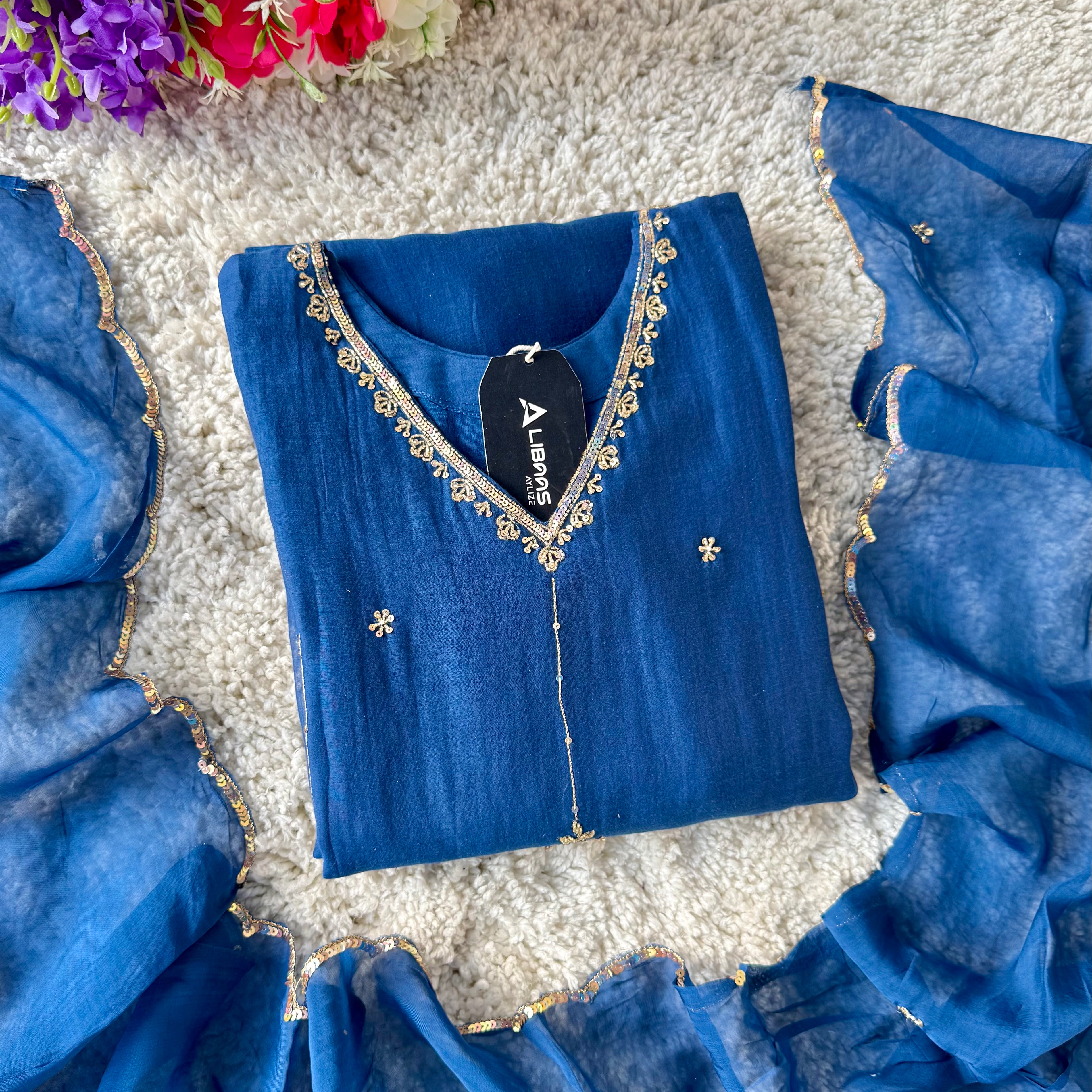 ✨”Grace- Premium Party Wear Mul Chanderi Kurta Set 🛍️