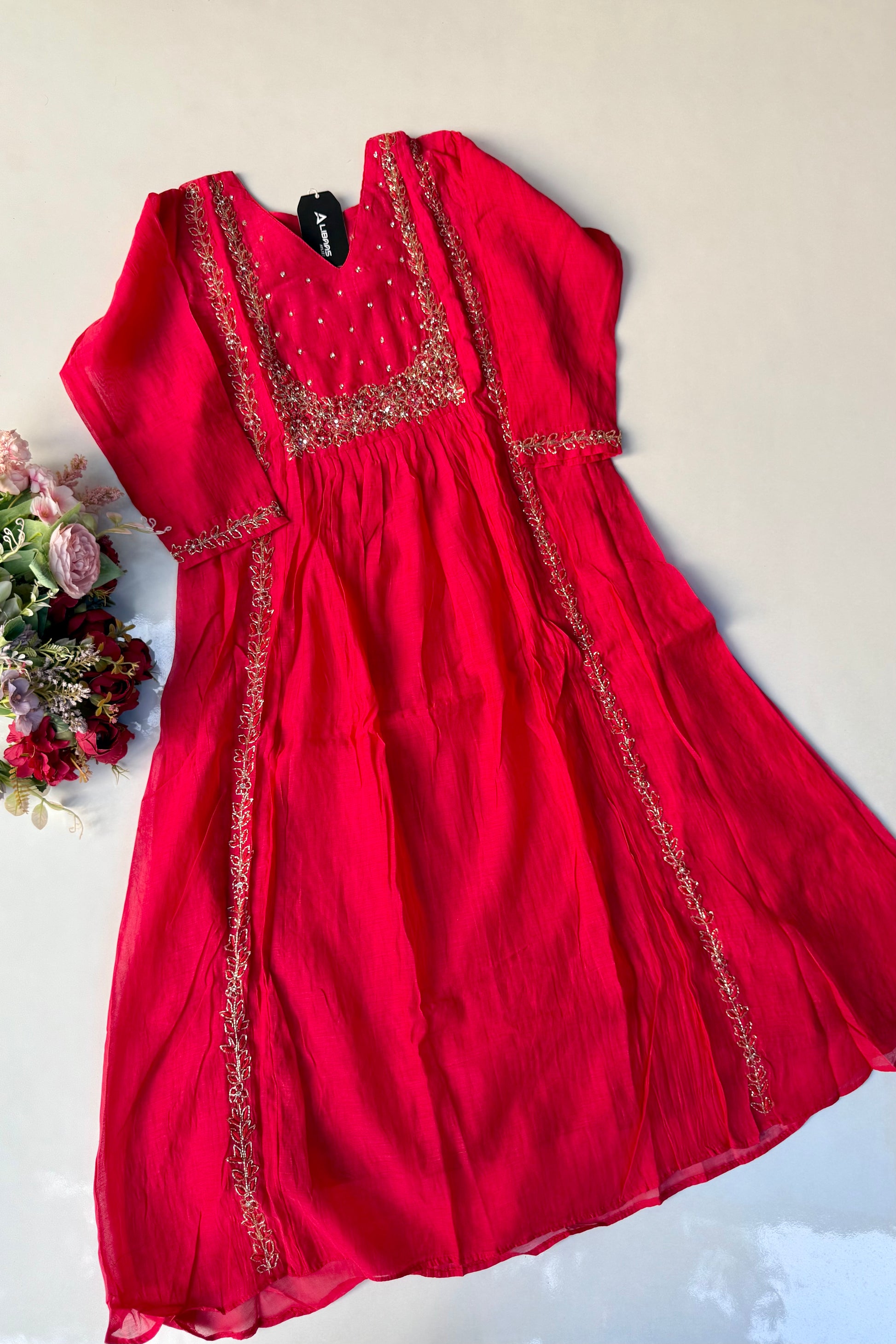 “Ayza” Pre Booking Premium Green Mul Chanderi A Line Suit set 🛍️