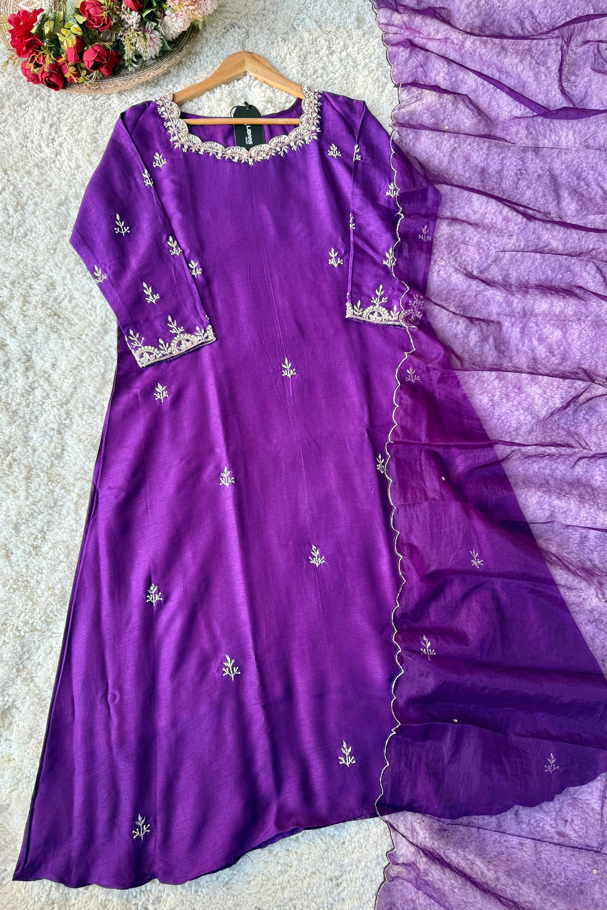 ✨ “Luxe – Premium Dola Silk A-Line Kurta Set