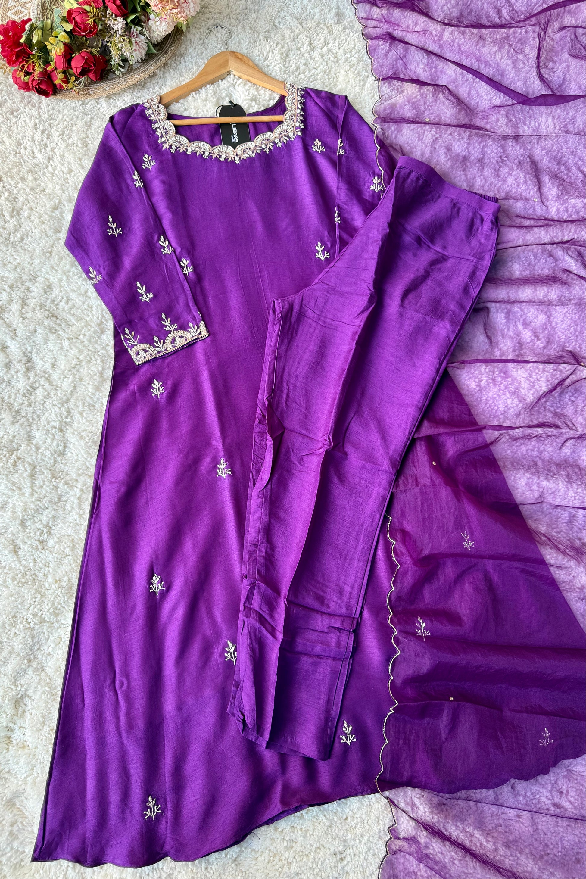 ✨ “Luxe – Premium Dola Silk A-Line Kurta Set
