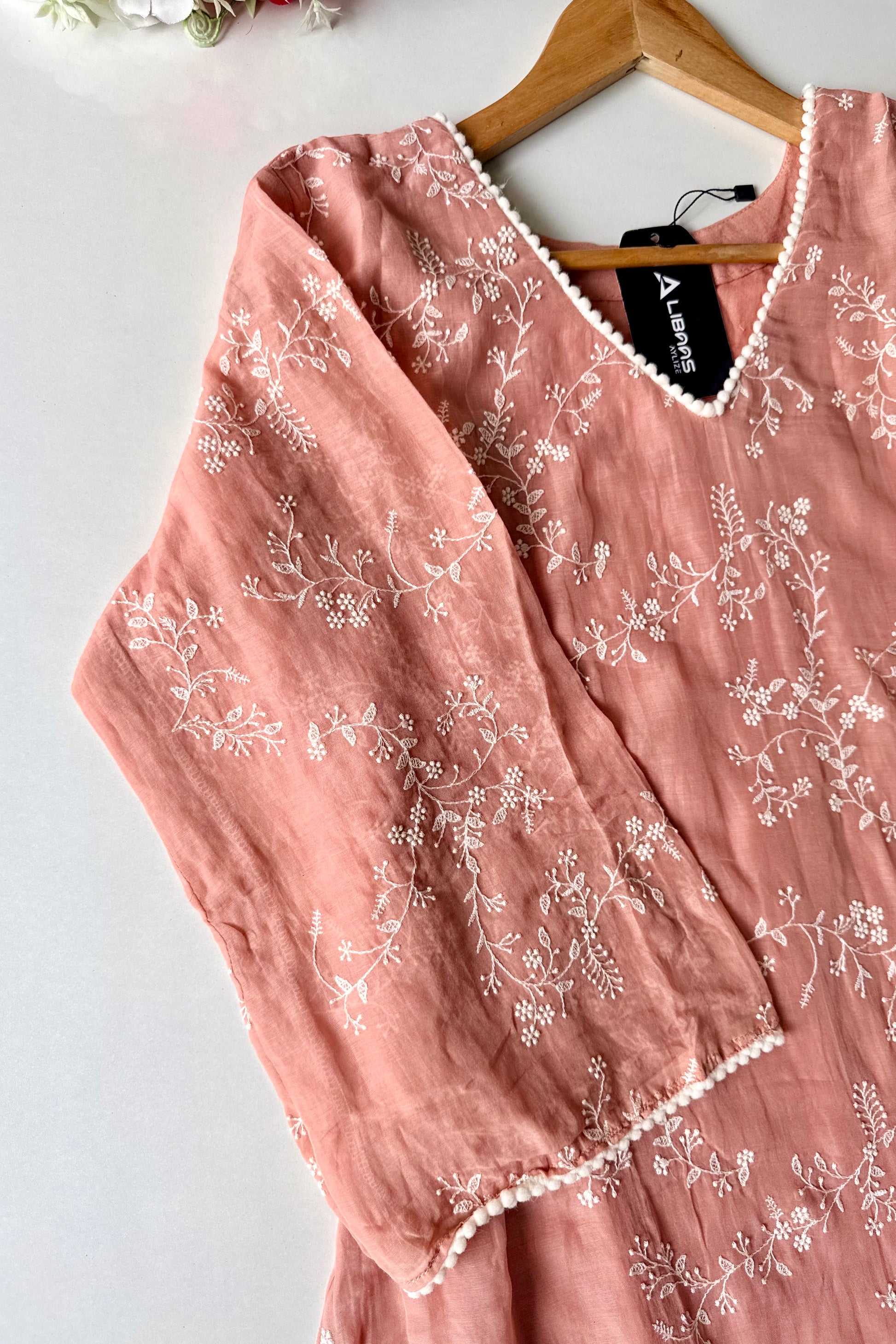 “Elina” Blush Peach Mul Chanderi A Line Suit set 🛍️