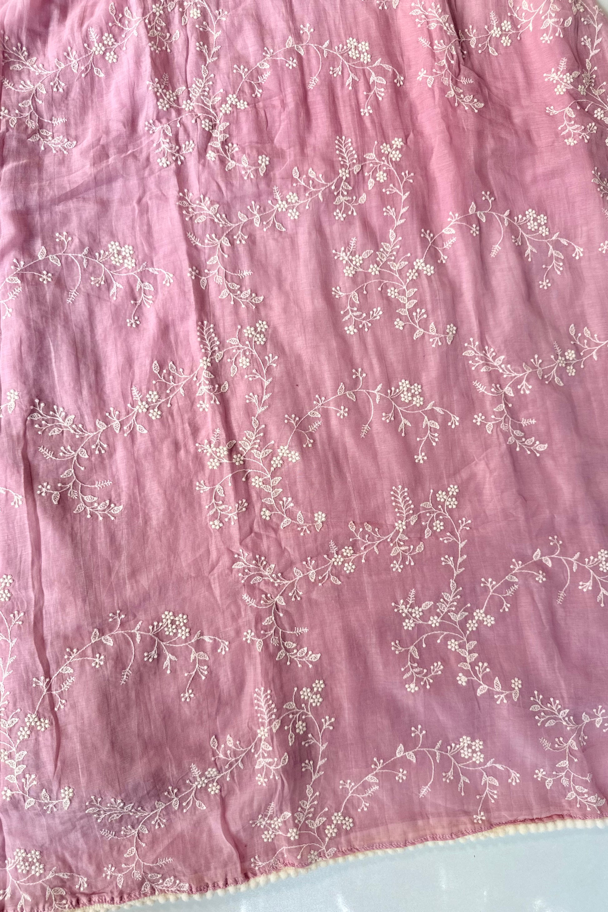 “Elina” Blossom Pink Mul Chanderi A Line Suit set 🛍️