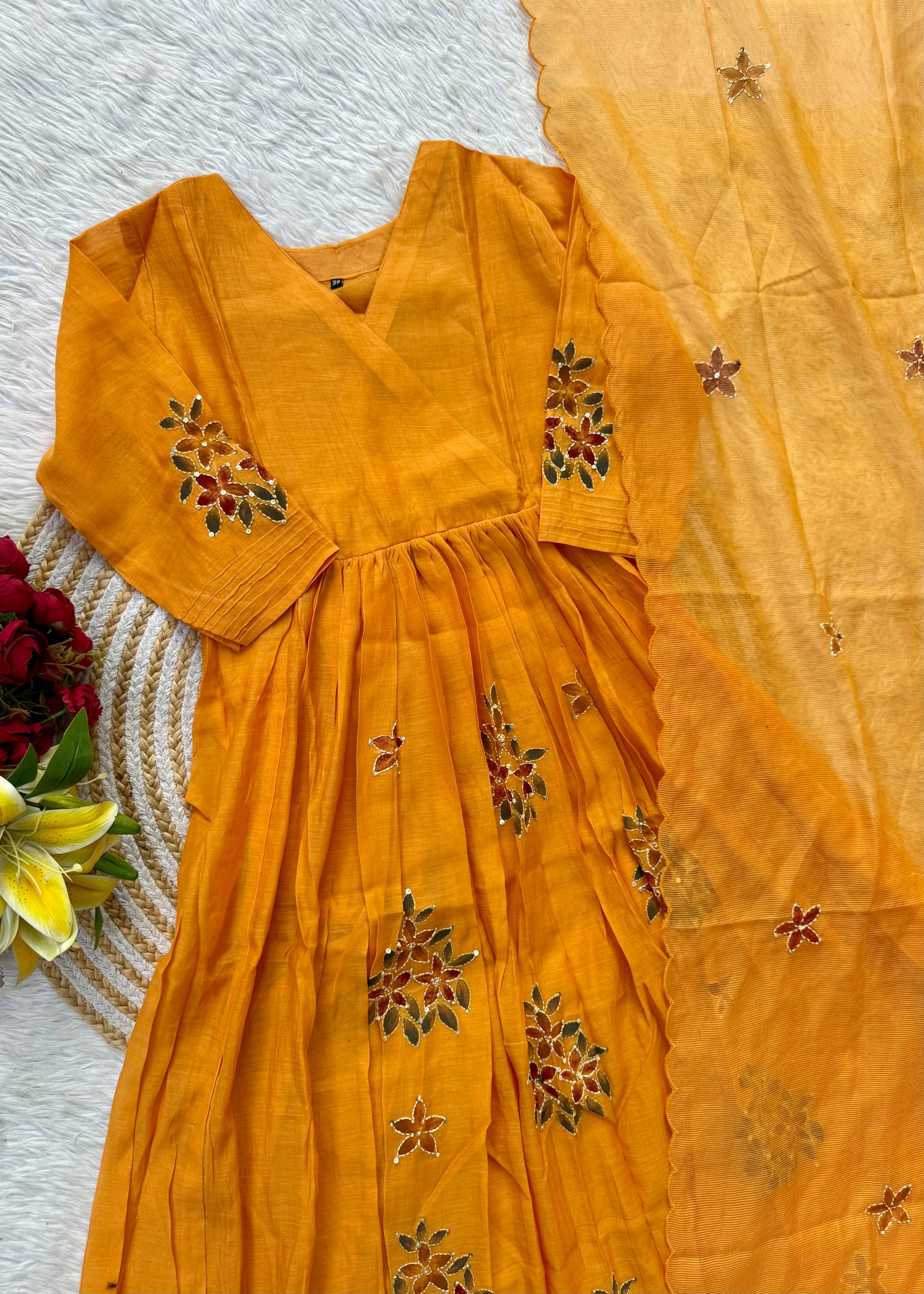 “SIZUMI” Mul Chanderi party wear anarkali suit set