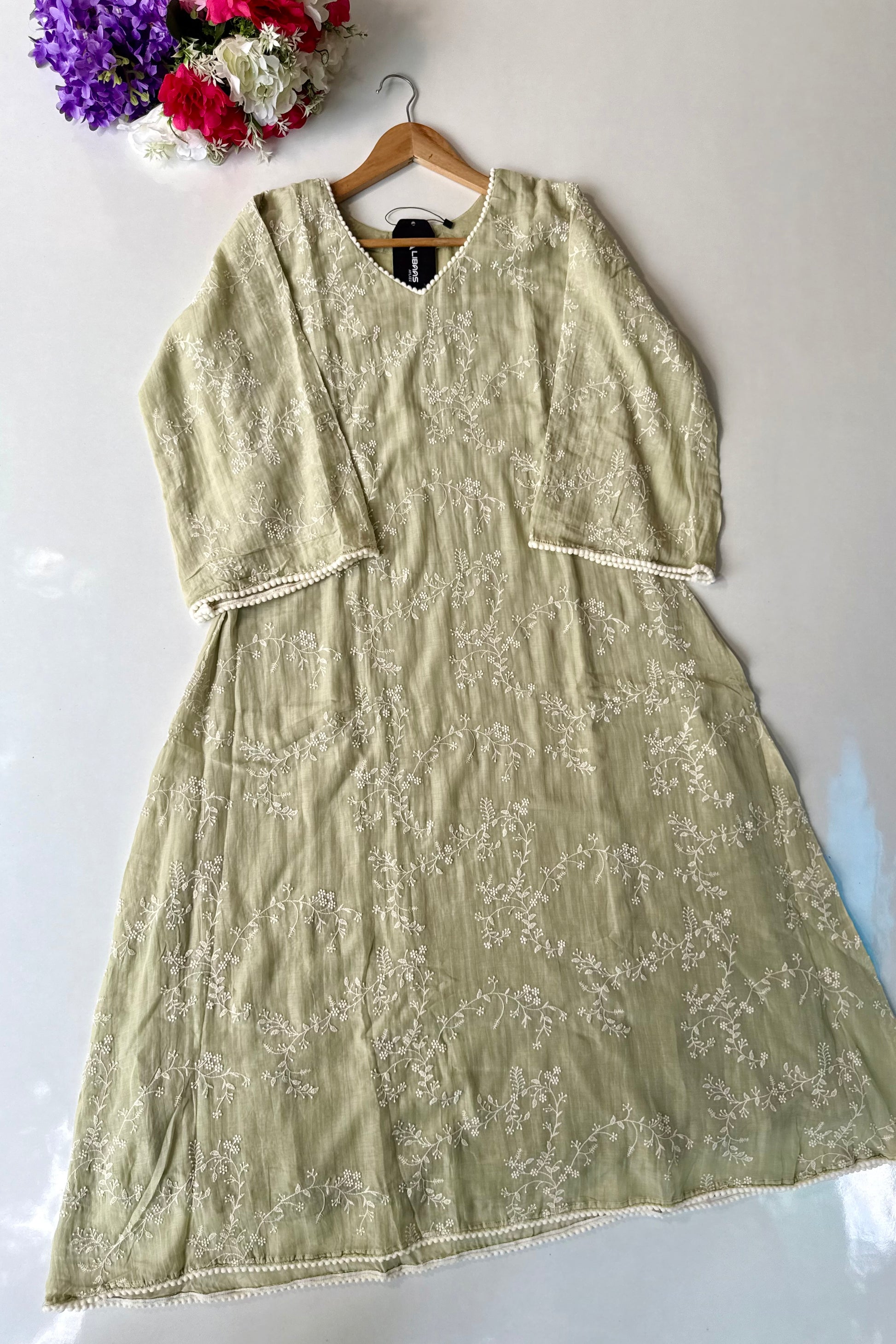 “Elina” Mint Green Mul Chanderi A Line Suit set 🛍️