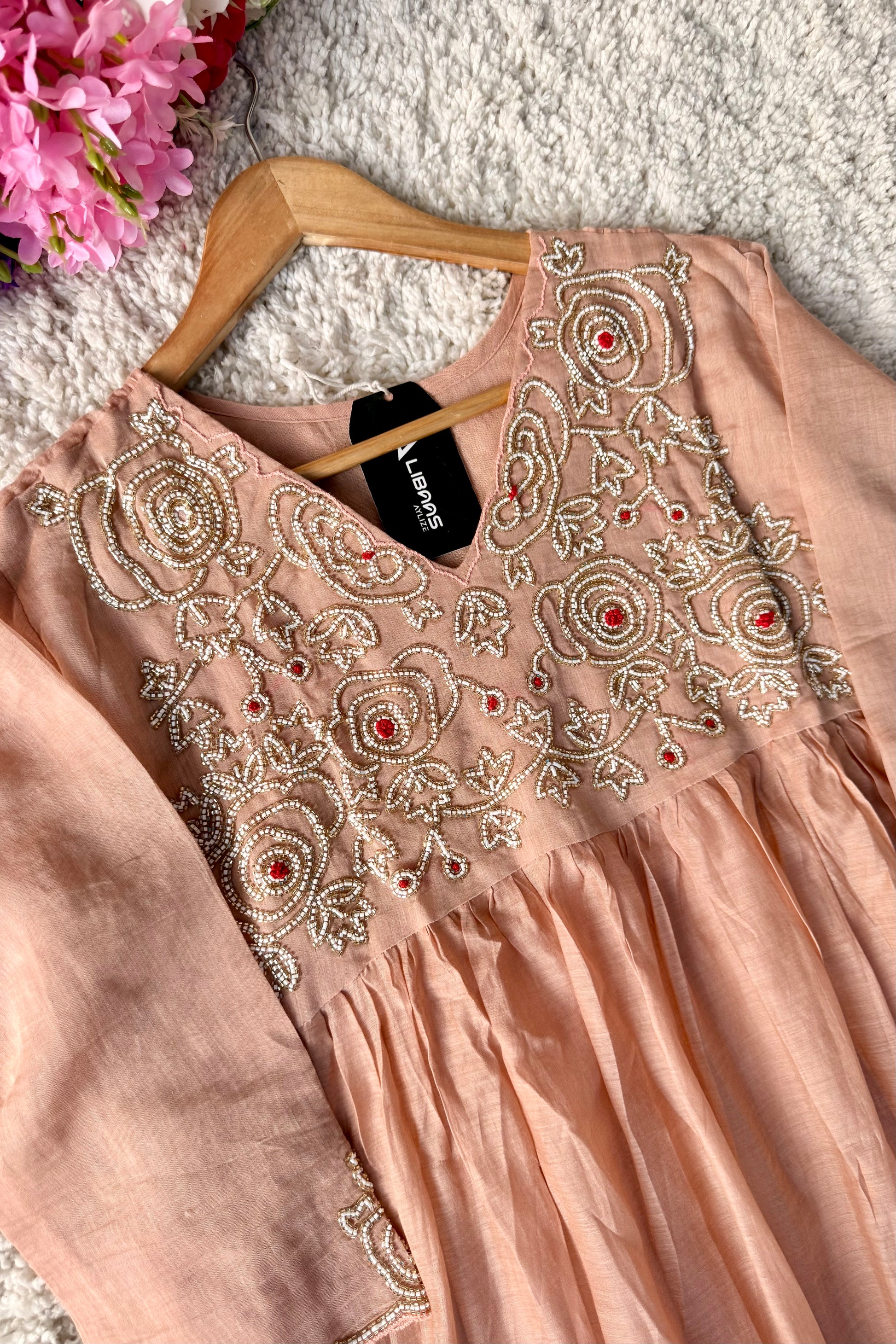 ✨Ay11- Peach Mul Chanderi A Line Kurta set
