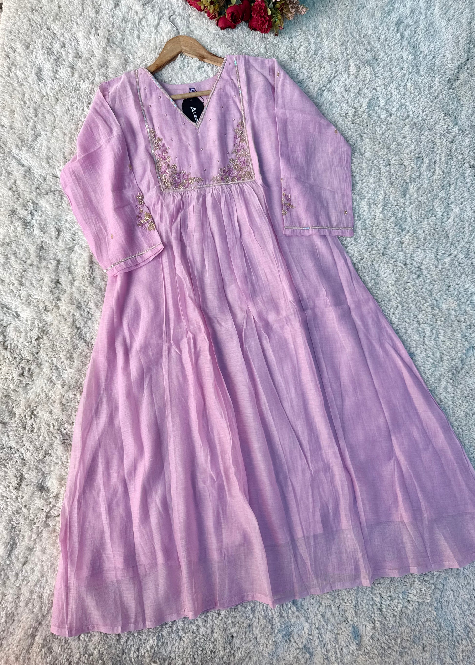 Gulnoor – Mul Chanderi A-Line Kurta Set with Dupatta