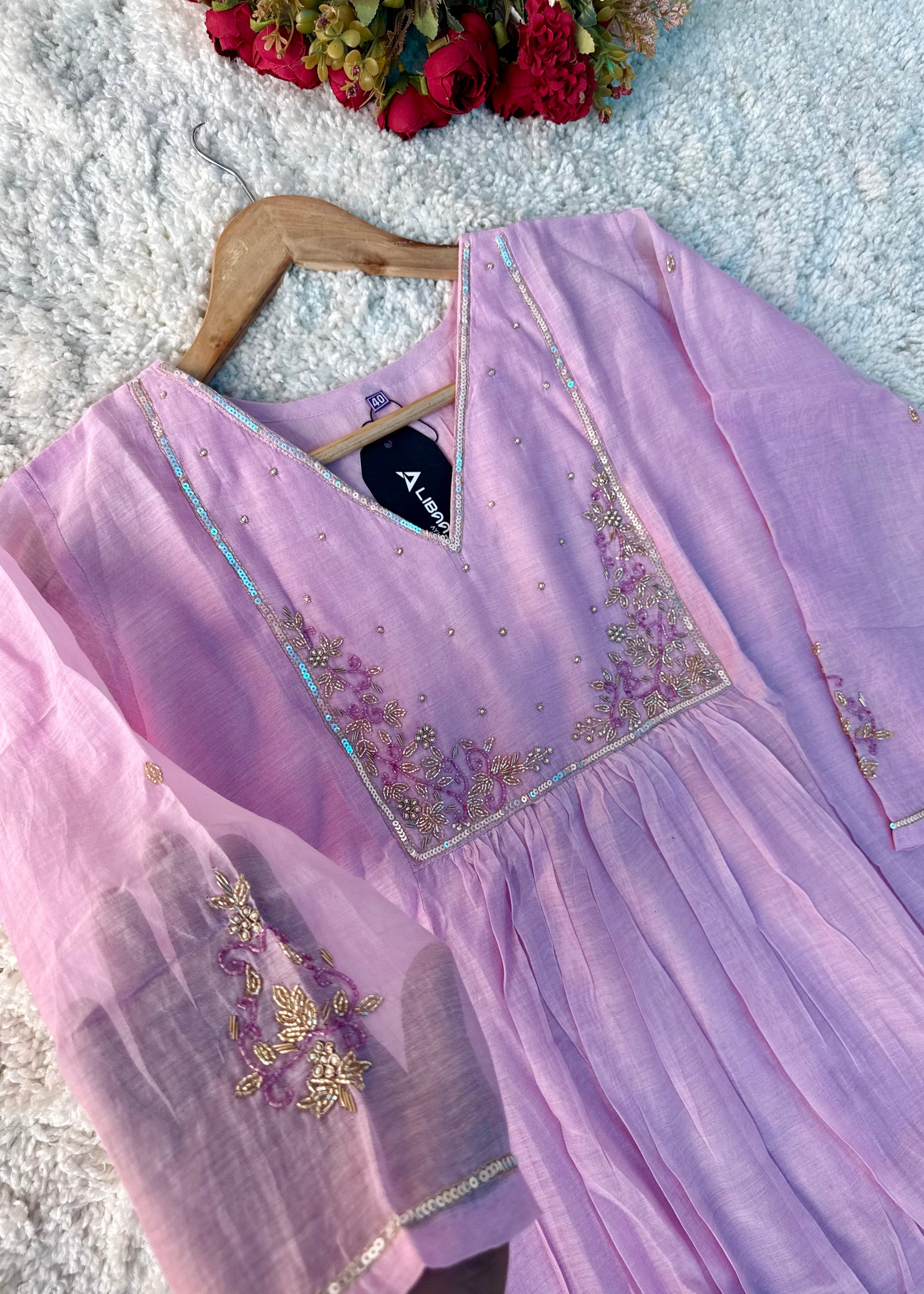 Gulnoor – Mul Chanderi A-Line Kurta Set with Dupatta