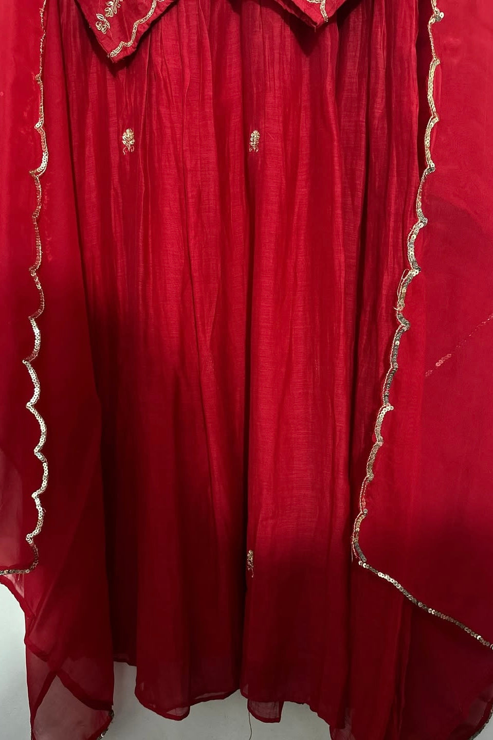 ❤️Princess – Premium Red Mul Chanderi A Line Kurta Set