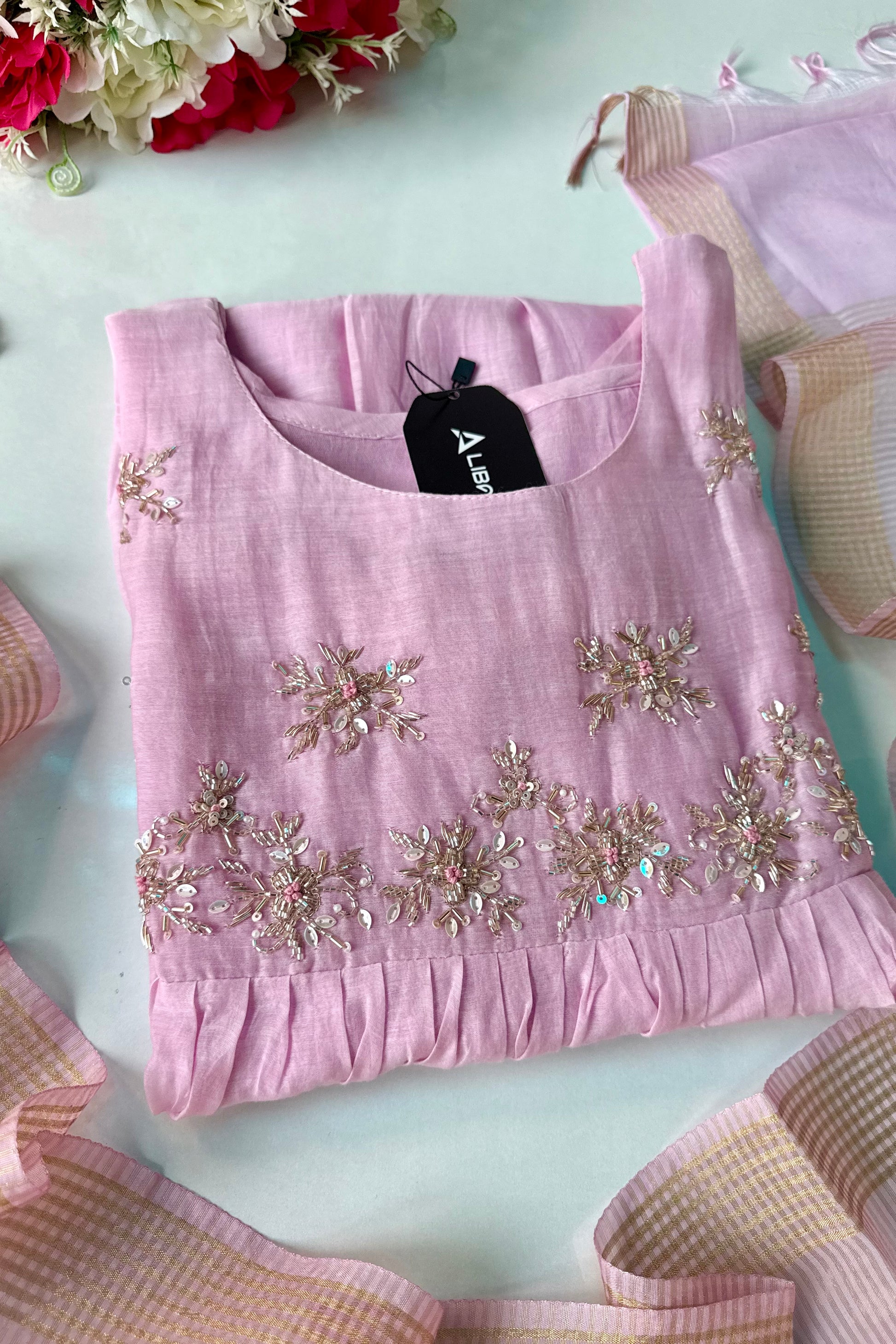 ✨ Sharmila – Banarsi Mul Chanderi A-Line Kurta Set with Dupatta