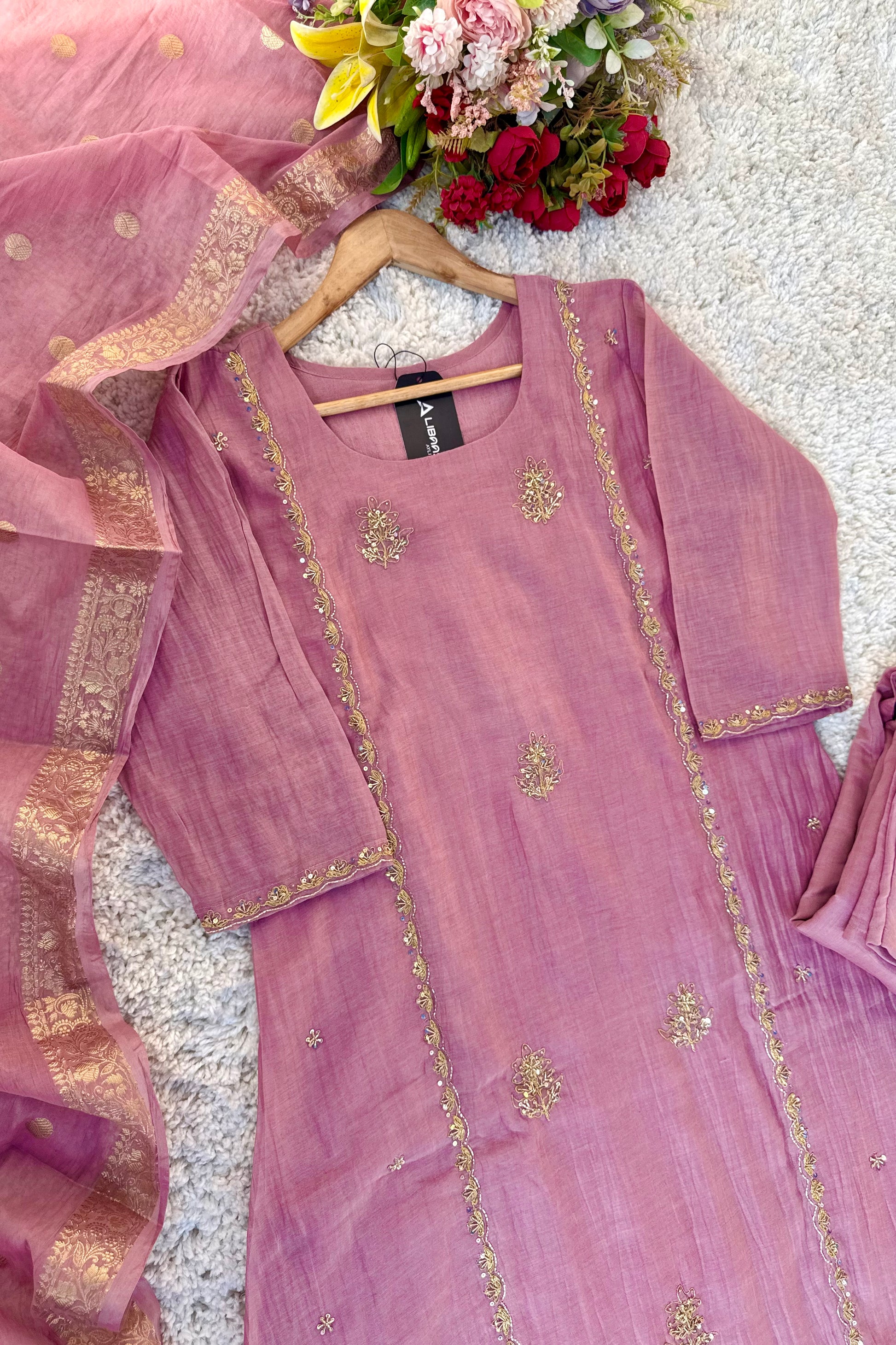 “Ujjwal” Pre Book Trending Pink Mul Chanderi A Line Suit 🛍️