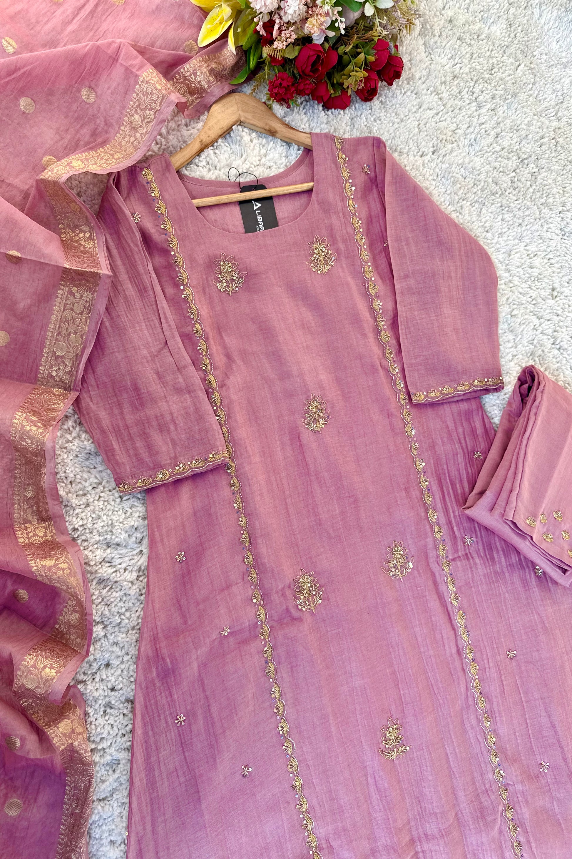“Ujjwal” Pre Book Trending Pink Mul Chanderi A Line Suit 🛍️