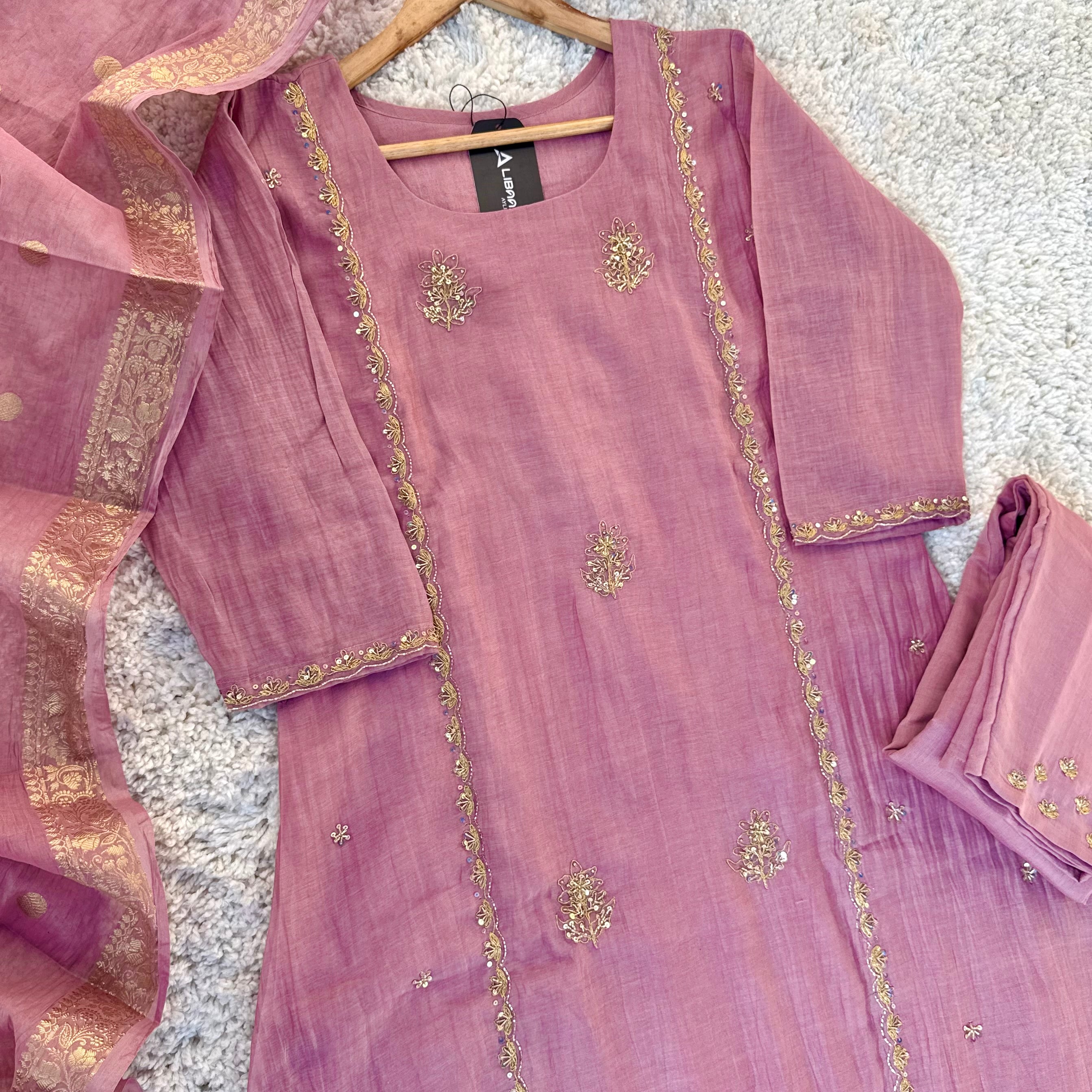 “Ujjwal” Pre Book Trending Pink Mul Chanderi A Line Suit 🛍️