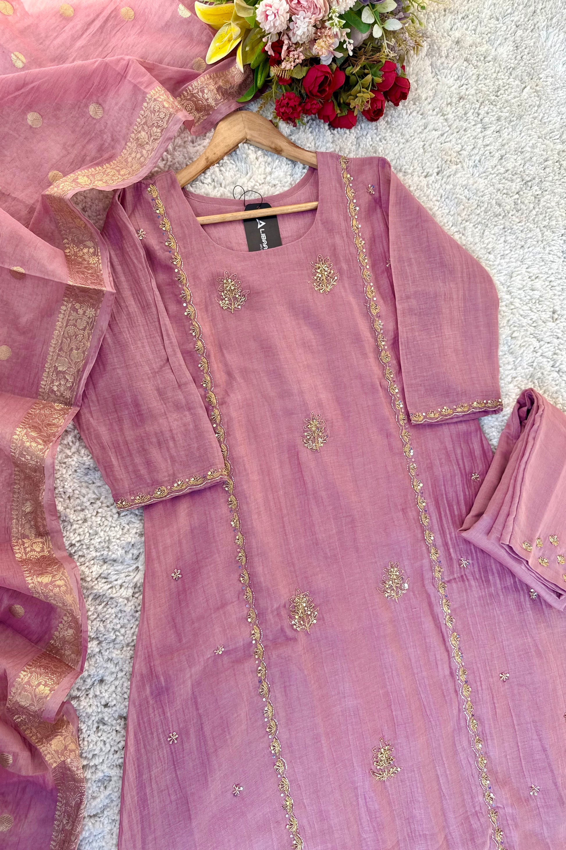 “Ujjwal” Pre Book Trending Pink Mul Chanderi A Line Suit 🛍️