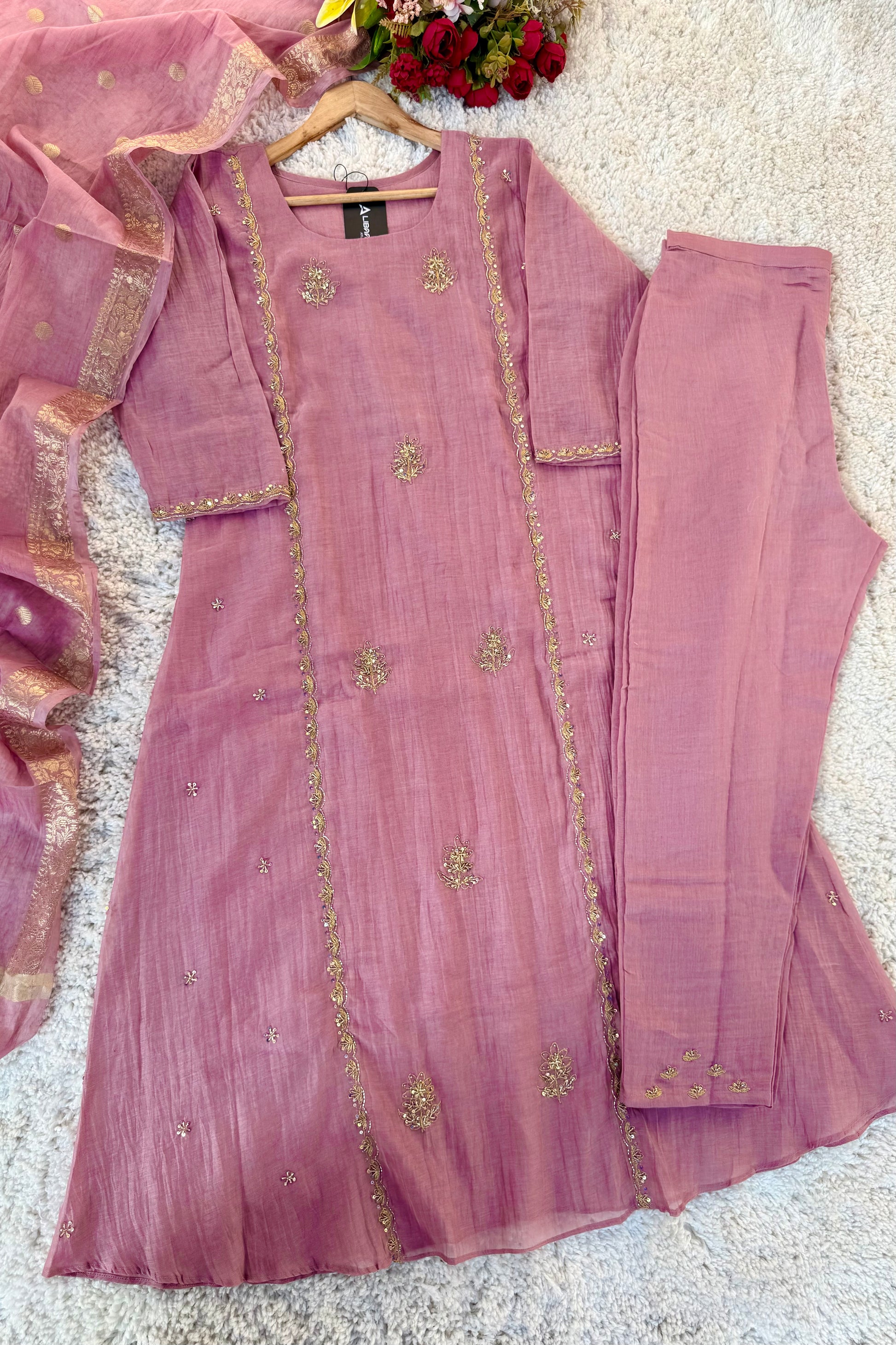 “Ujjwal” Pre Book Trending Pink Mul Chanderi A Line Suit 🛍️
