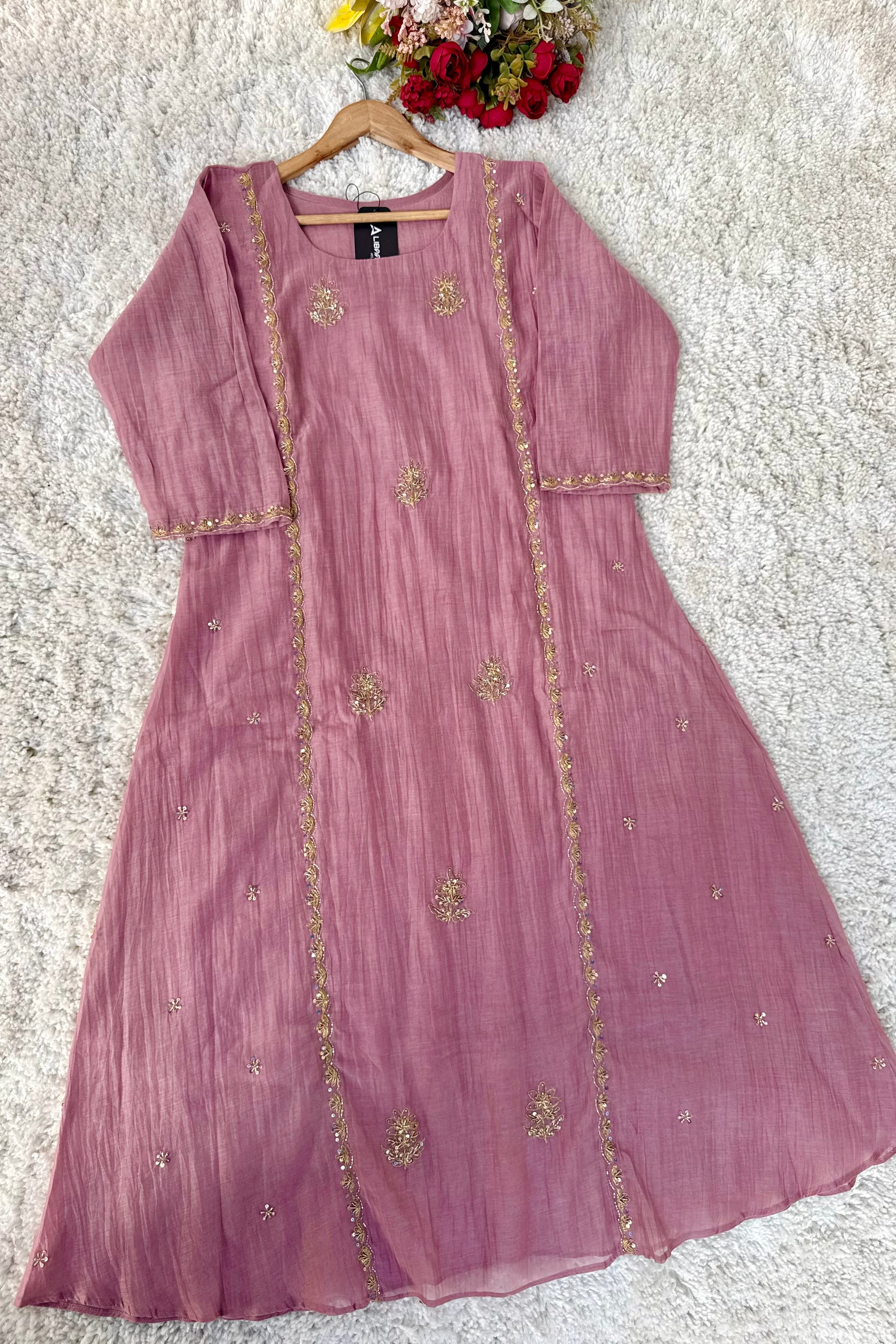 “Ujjwal” Pre Book Trending Pink Mul Chanderi A Line Suit 🛍️