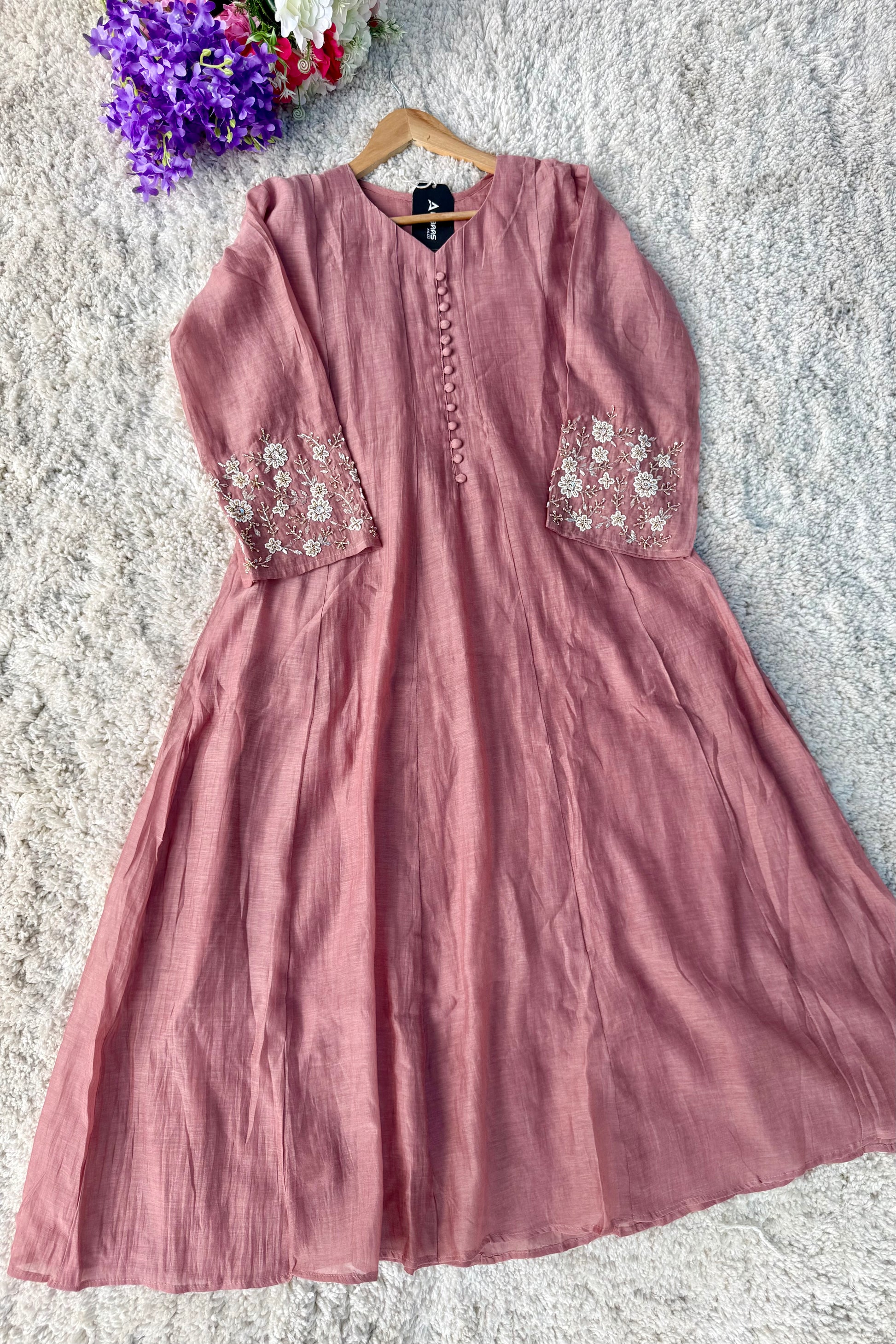 ✨Ay10- Pre Book Beautiful Mul Chanderi A Line Kurta set