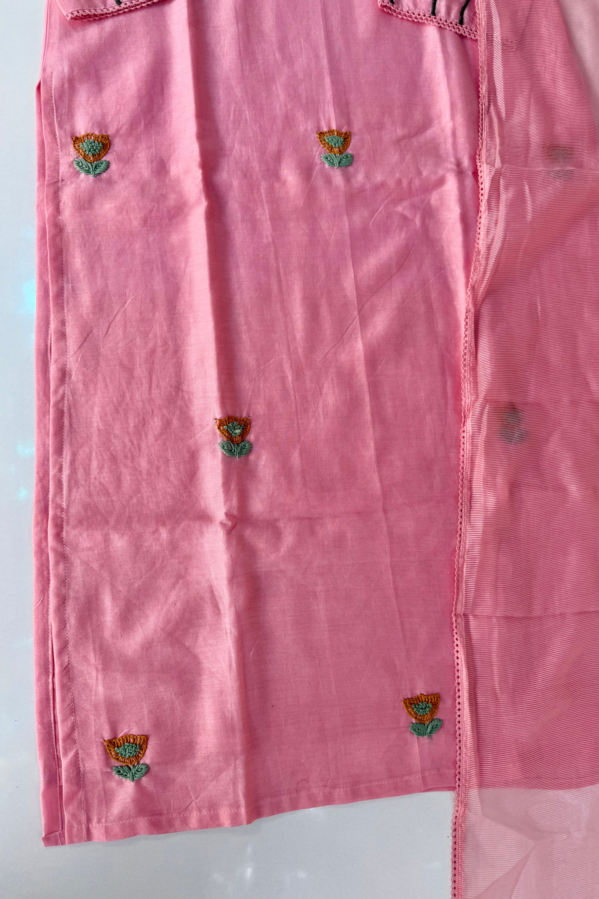 🛍️”Rosyn –  Premium Peach Mul Chanderi Straight Kurta Set
