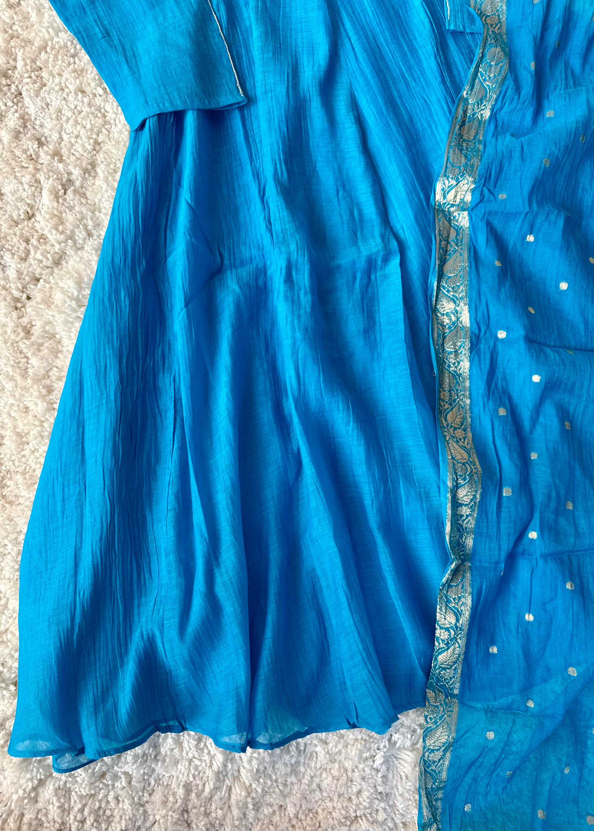 ✨ “Azure – Blue Elegance Mul Chanderi A-Line Suit