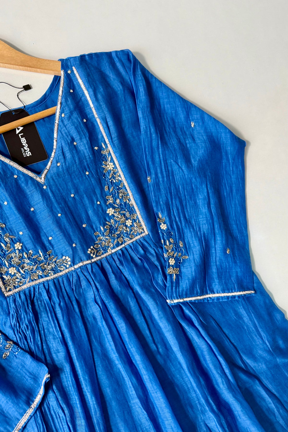 ✨ Gulnoor – Royal Blue Mul Chanderi A-Line Kurta Set with Dupatta