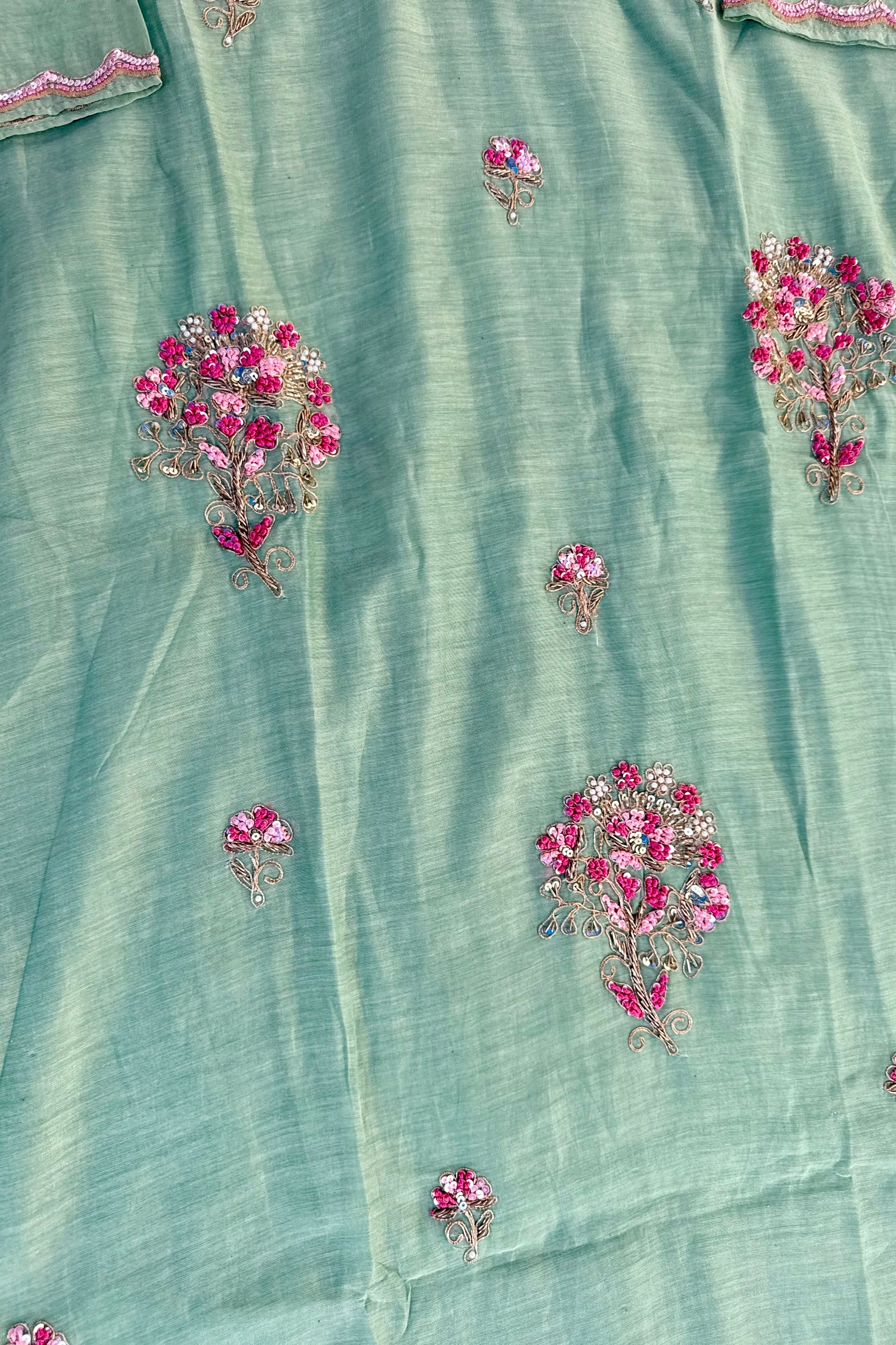 ✨Grace – Elegance Heavy Handwok Mul Chanderi A Line Suit