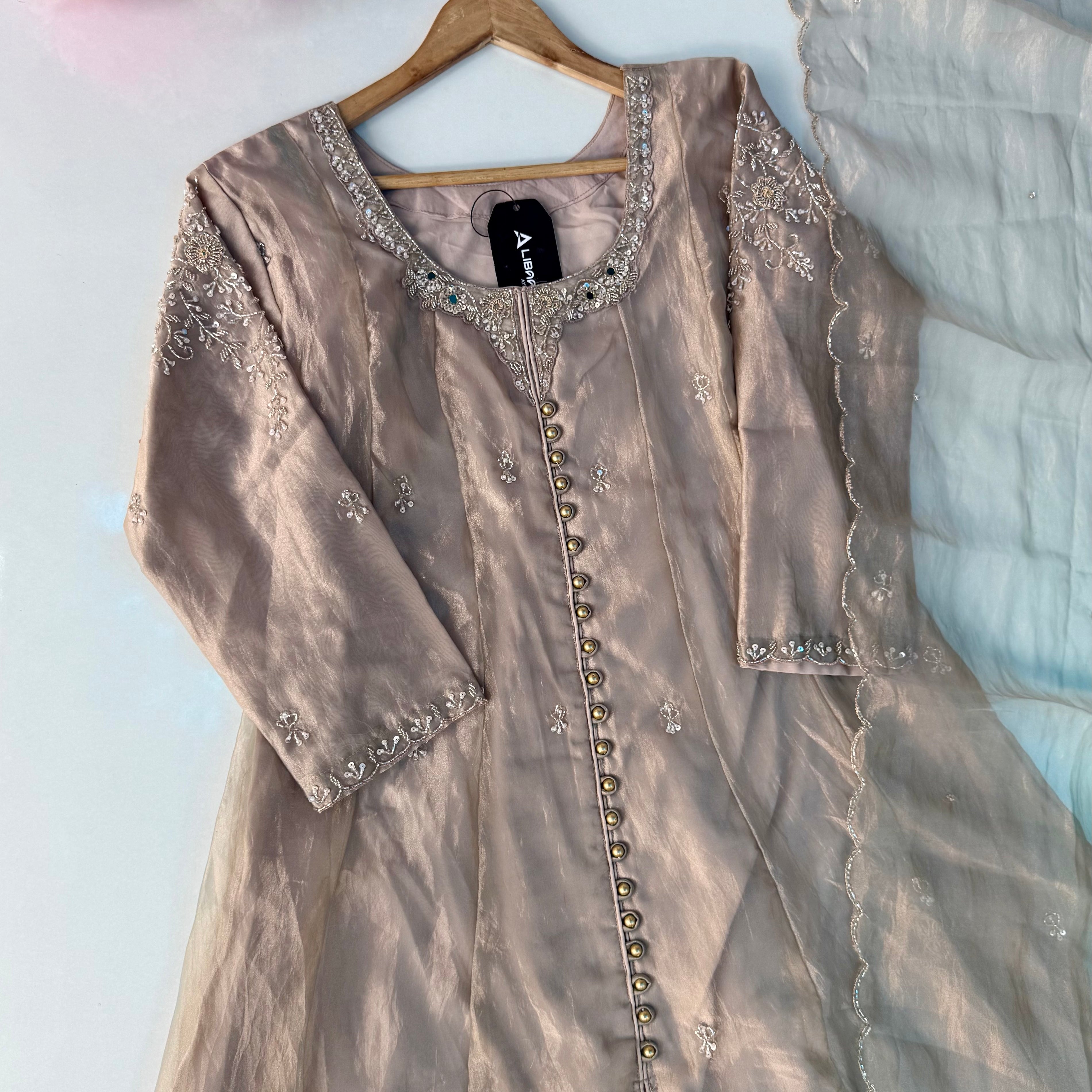 ✨Aiyana- Eid Special Crushed Tissue Heavy Handwork Anarkali Suit
