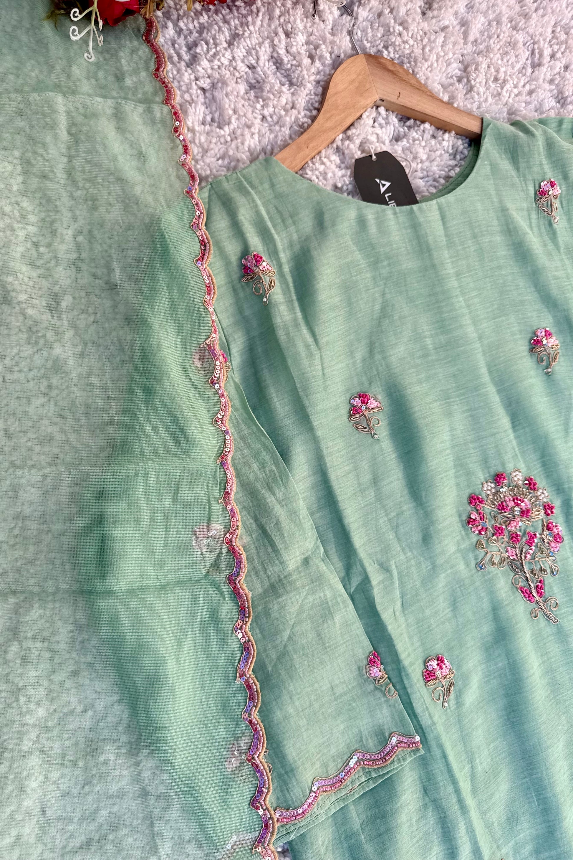 ✨Grace – Elegance Heavy Handwok Mul Chanderi A Line Suit