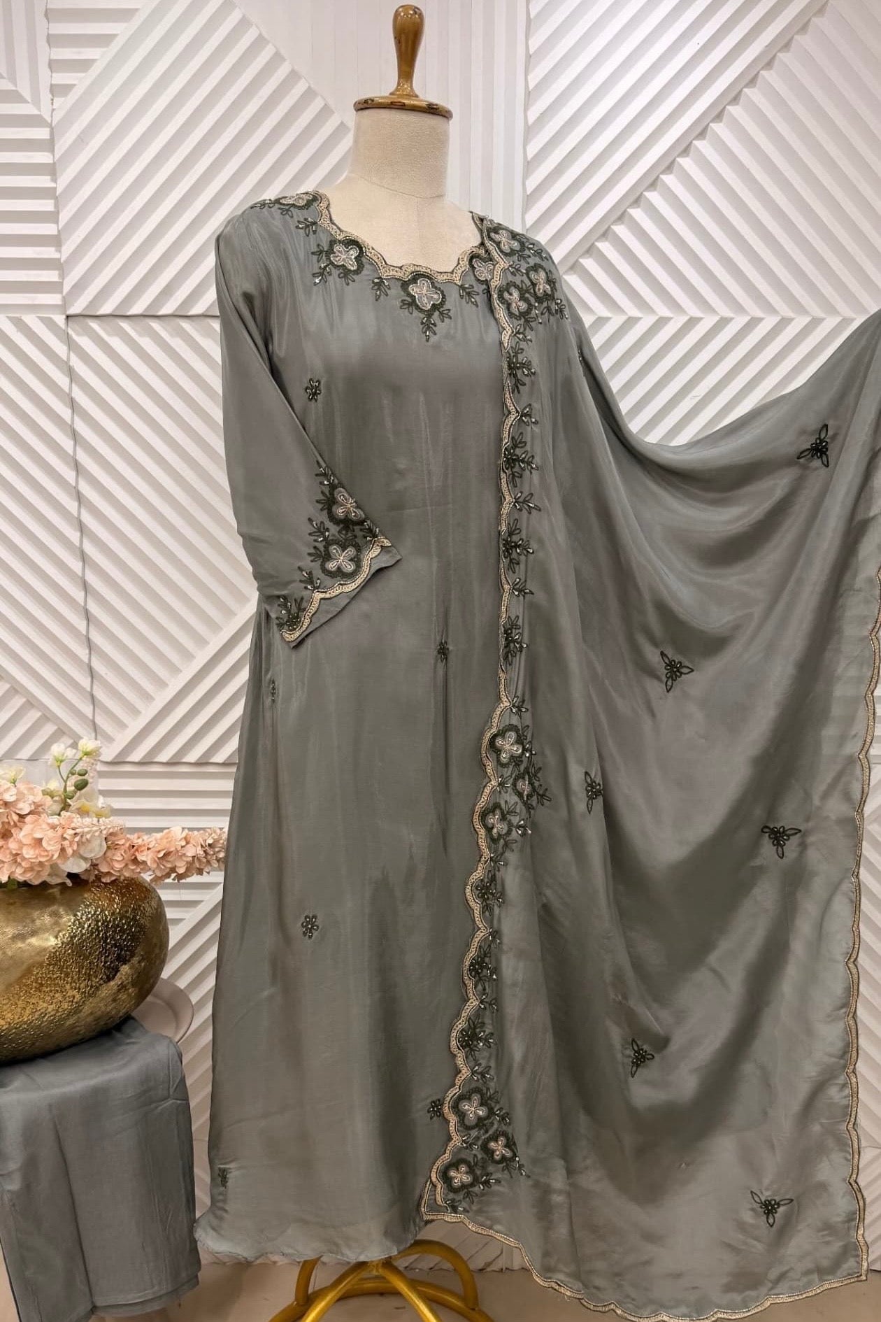 🛍️”Raqs –  Premium Mul Chanderi A Line Kurta Set