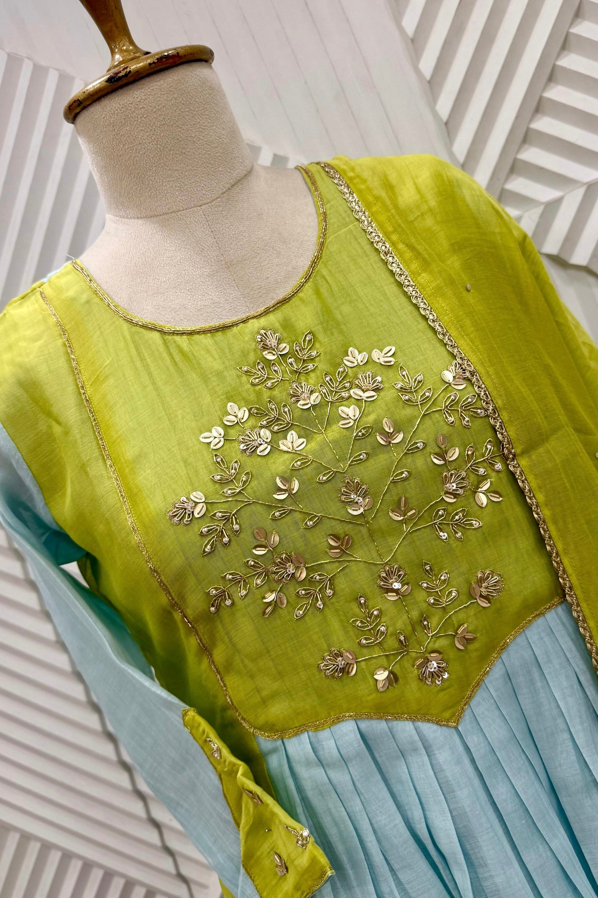 🛍️”Ahana –  Premium Mul Chanderi A Line Kurta Set