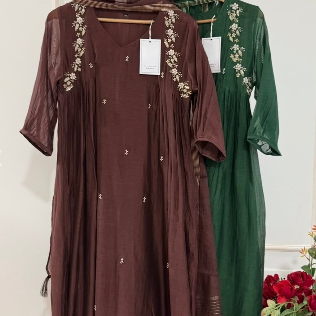 “Zayna” Premium Chinnon anarkali kurta set